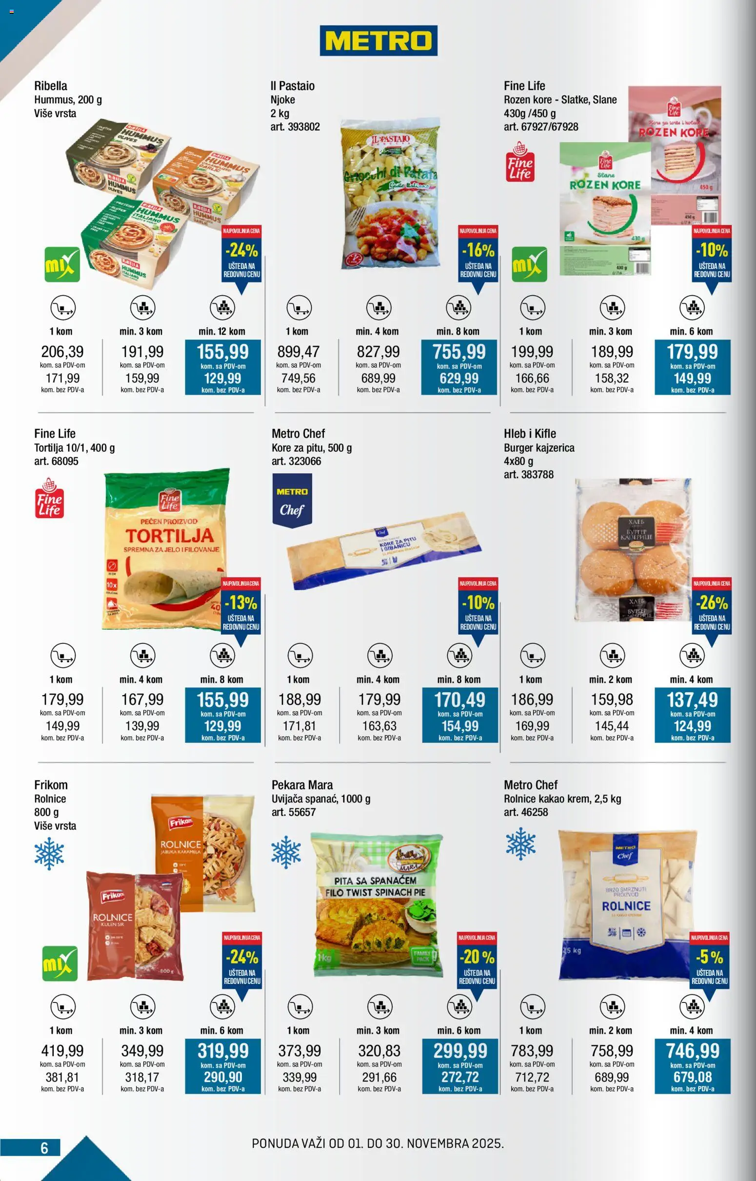 Metro katalog - važi od 01.11.2025 | Strana: 6 | Proizvode: Burger, Hummus, Pita, Hleb