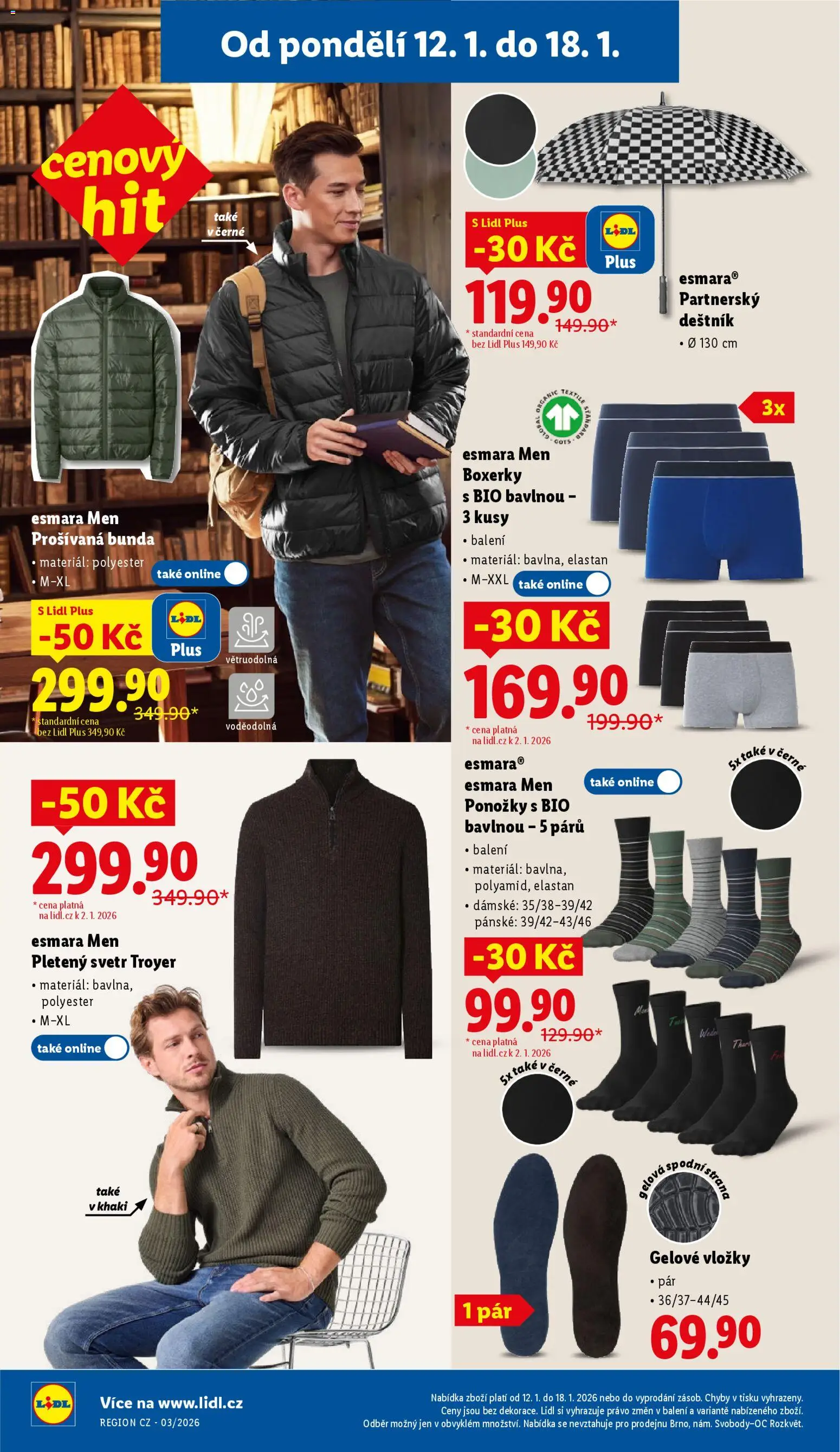 Lidl leták - Spotřební zboží od 12.01.2026 | Strana: 6 | Produkty: Svetr, Bunda, Ponožky, Boxerky