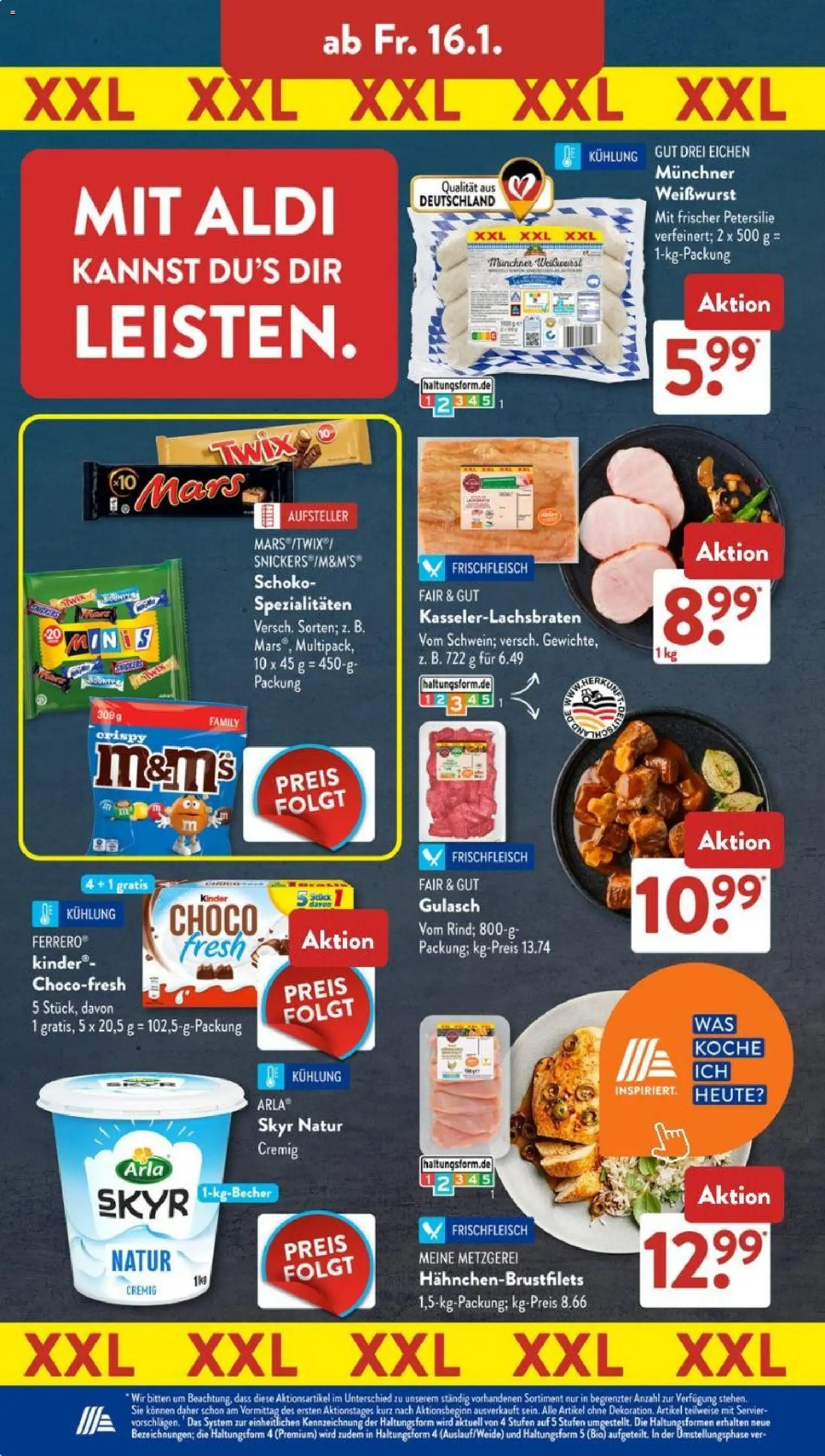 Aldi Süd Prospekt 	 – gültig ab 12.01.2026 | Seite: 16 | Produkte: Weißwurst, Snickers, Gulasch, Petersilie