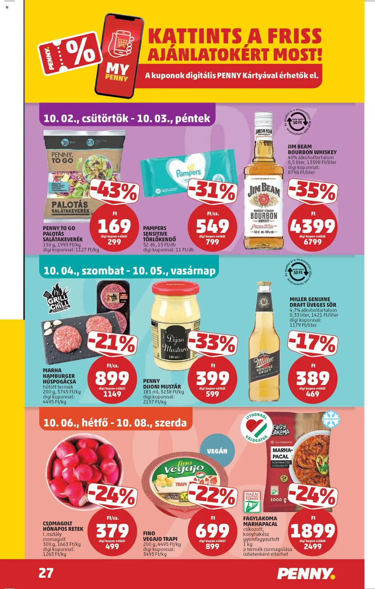 PENNY akciós ujság - amely érvényes a következő dátumtól: 02.10.2025 | Oldal: 33 | Termékek: Whiskey, Grill, Bourbon, Retek
