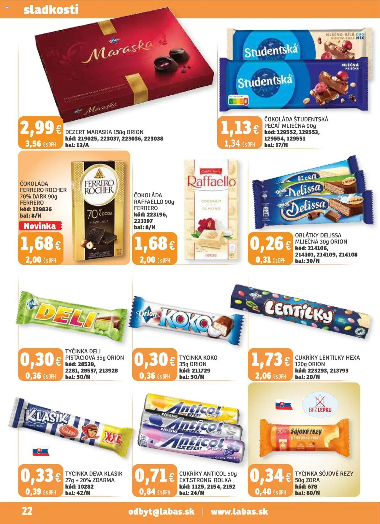 Labaš magazín │ platný od 22.08.2025 | Strana: 22 | Produkty: Čokoláda, Cukríky, Študentská pečať, Ferrero Rocher