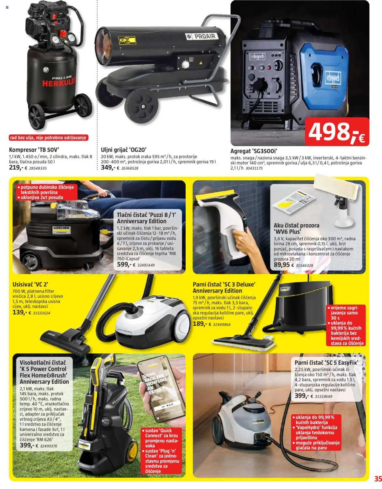 Bauhaus katalog | vrijedi od 01.10.2025 | Stranica: 35 | Proizvodi: Kompresor, Tableta, Adapter, Visokotlačni čistač