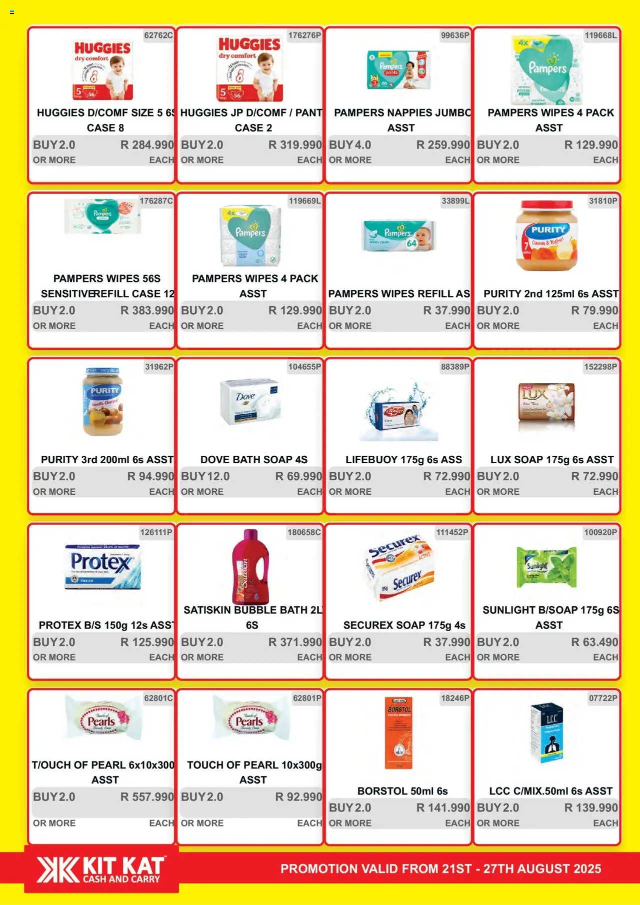 KIT KAT Cash & Carry Weekly Traders Special │ valid from 21.08.2025 | Page: 25 | Products: Custard, Yoghurt, Bath, Nappies