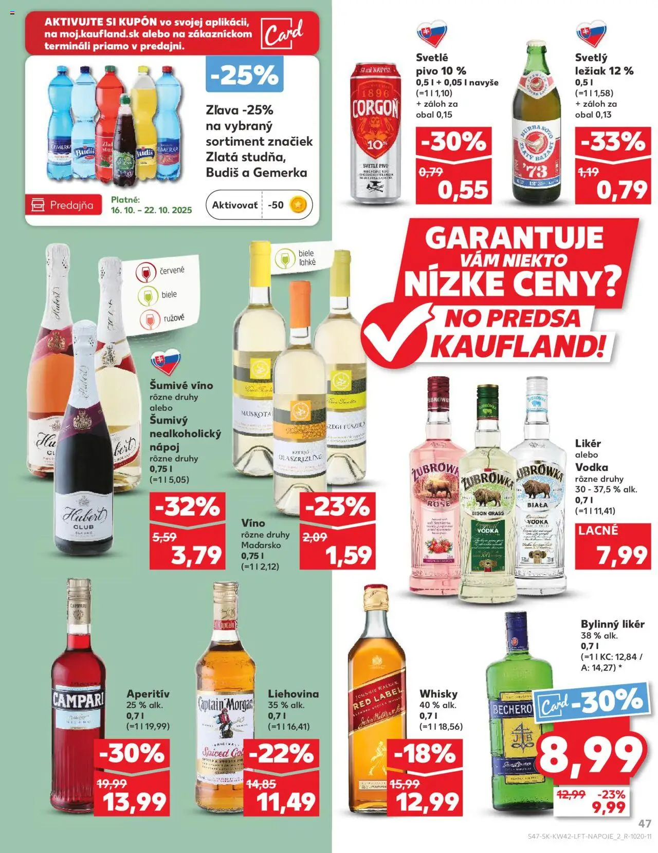 Nové Kaufland akcie – leták je platný od 16.10.2025 | Strana: 47 | Produkty: Becherovka, Víno, Corgoň, Whisky