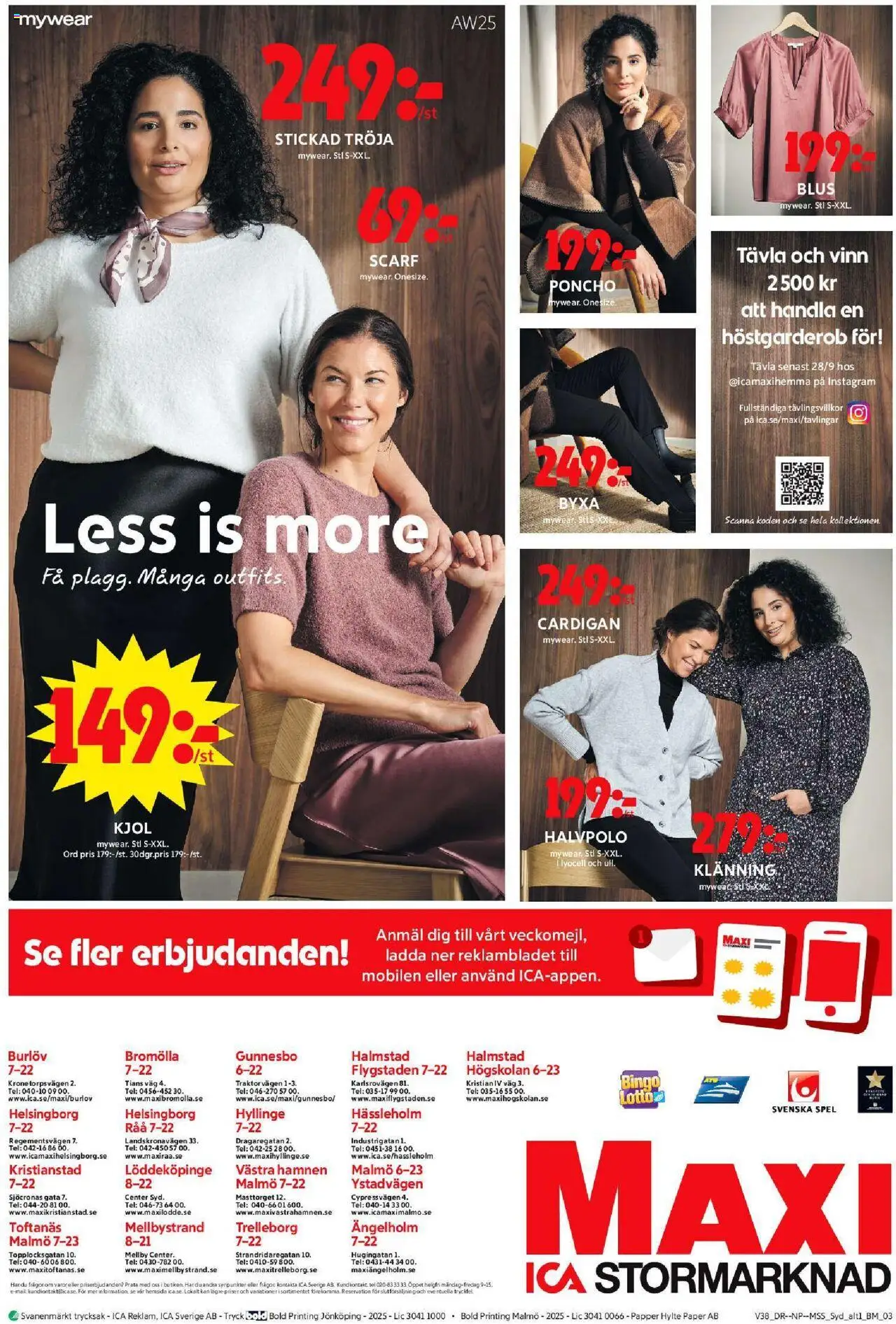 ICA Maxi reklamblad aktuell från 15.09.2025 | Sida: 12 | Produkter: Stickad tröja, Blus, Papper, Spel
