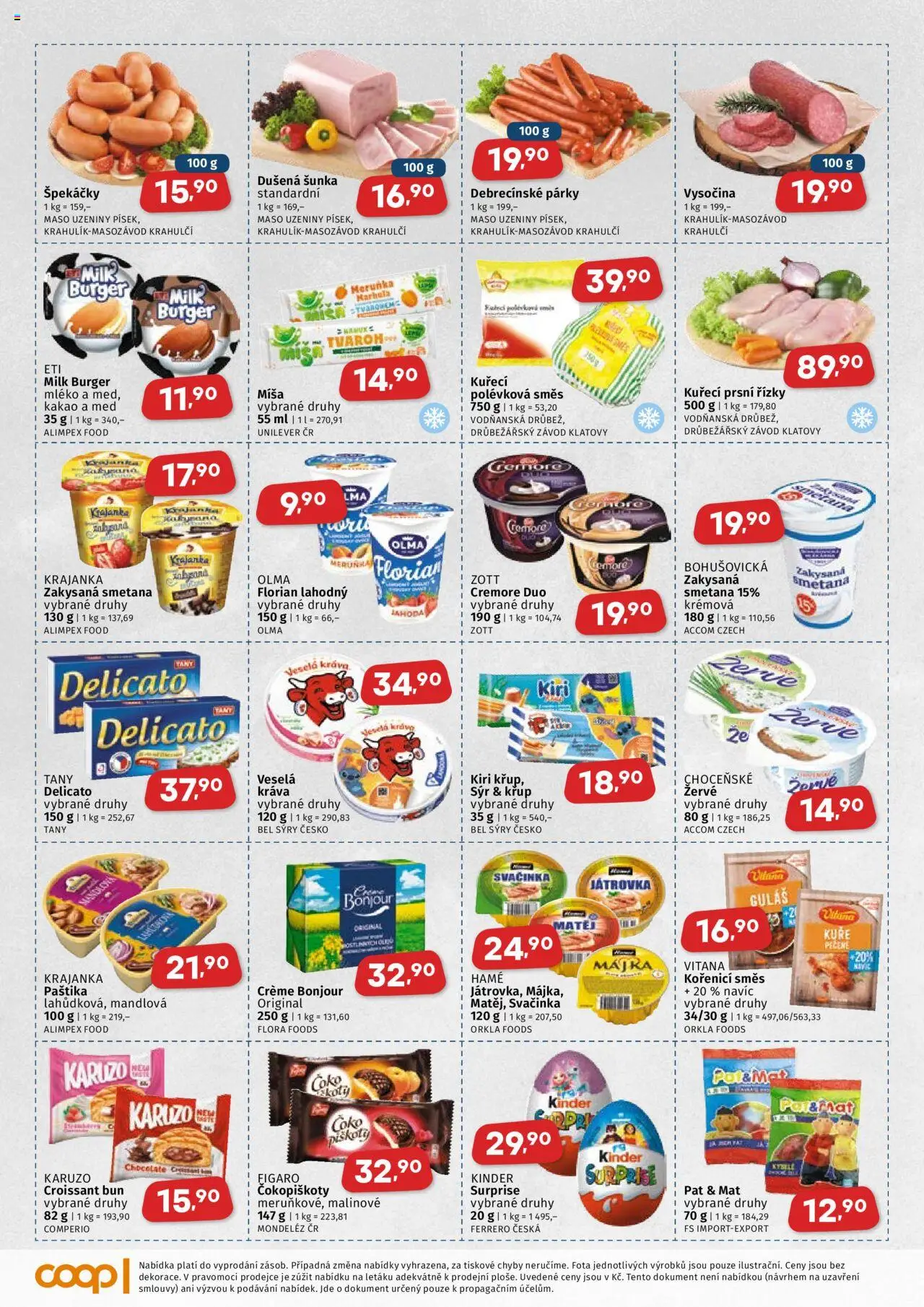 Coop leták - Středočeský region od 24.09.2025 | Strana: 2 | Produkty: Burger, Kuřecí prsní řízky, Croissant, Kinder