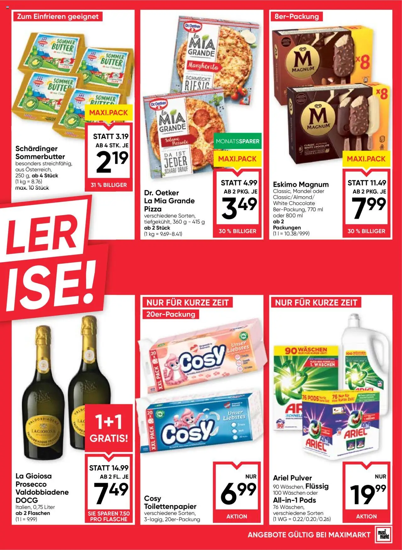 Maximarkt Flugblatt gültig ab 16.10.2025 | Seite: 5 | Produkte: Butter, Pizza