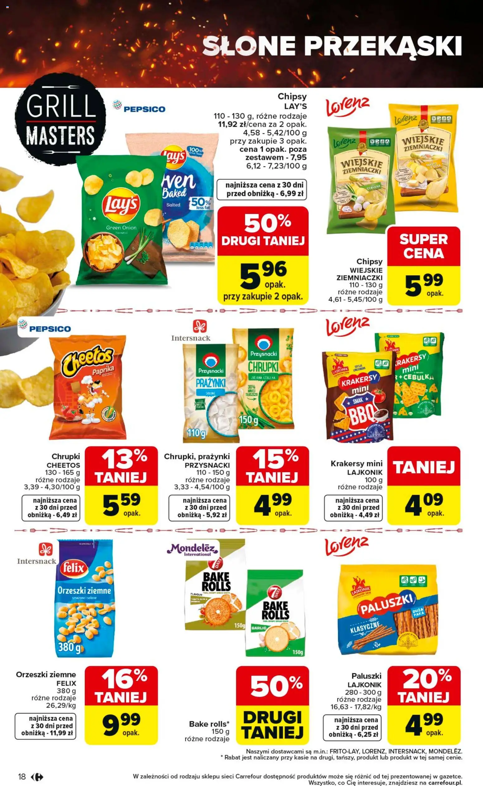 Carrefour gazetka - Misja:Grill Cię wzywa od 23.04.2026 | Strona: 18 | Produkty: Chipsy, Grill, Ziemniaczki, Paluszki