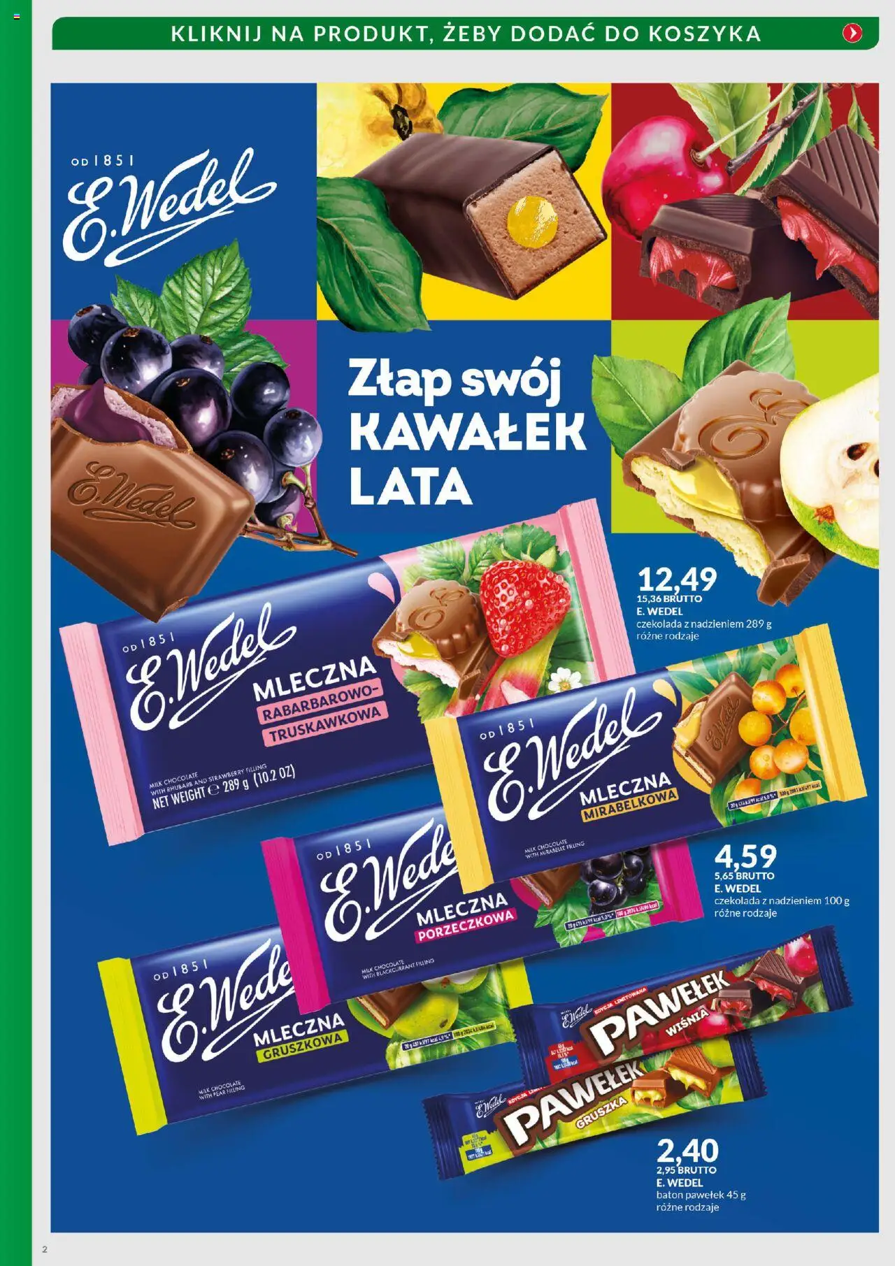 Eurocash Gazetka - Wedel od 08.09.2025 | Strona: 2 | Produkty: Gruszka, Baton, Czekolada