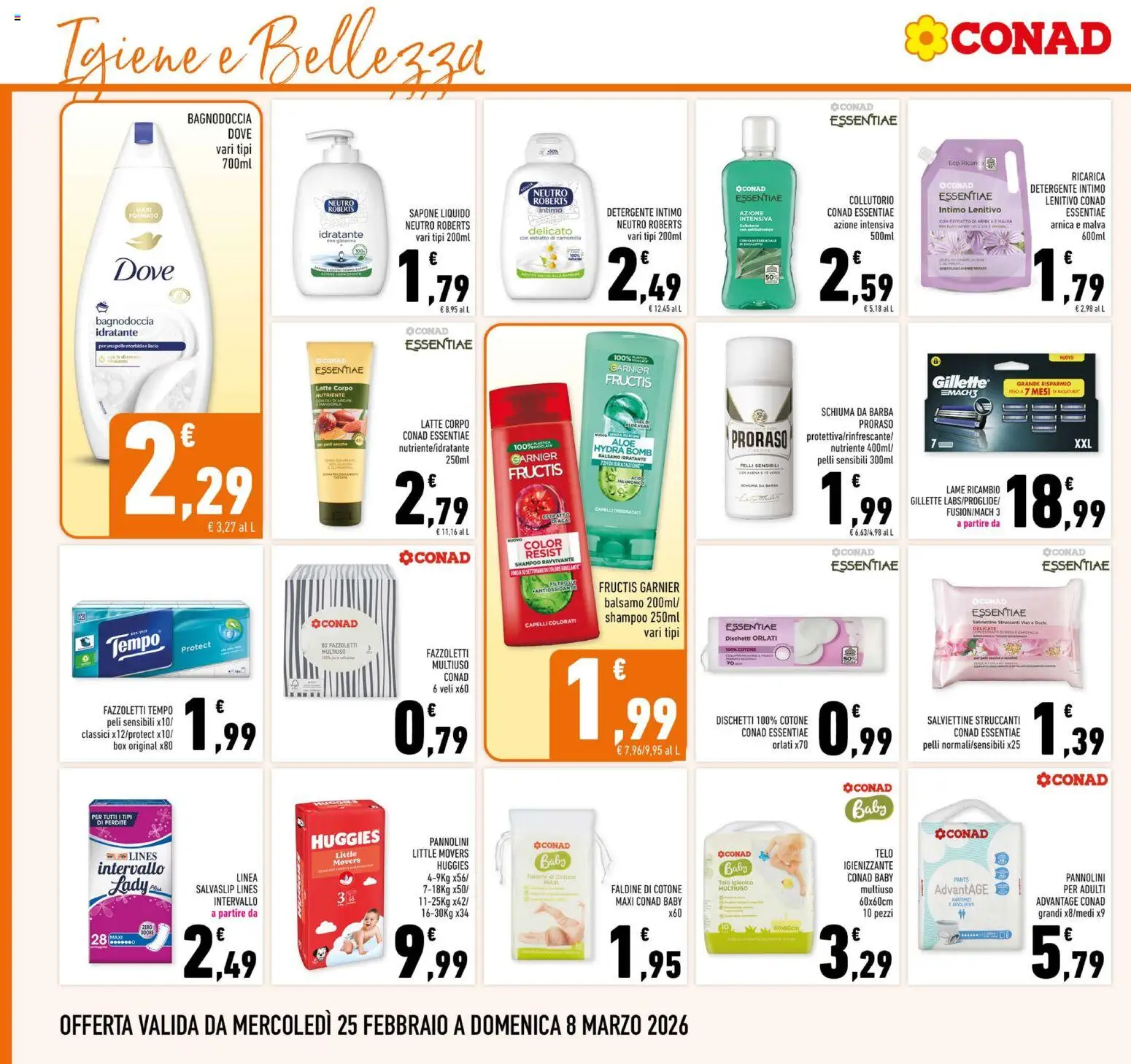 Volantino Conad del 25.02.2026 | Pagina: 22 | Prodotti: Shampoo, Balsamo, Detergente, Fazzoletti