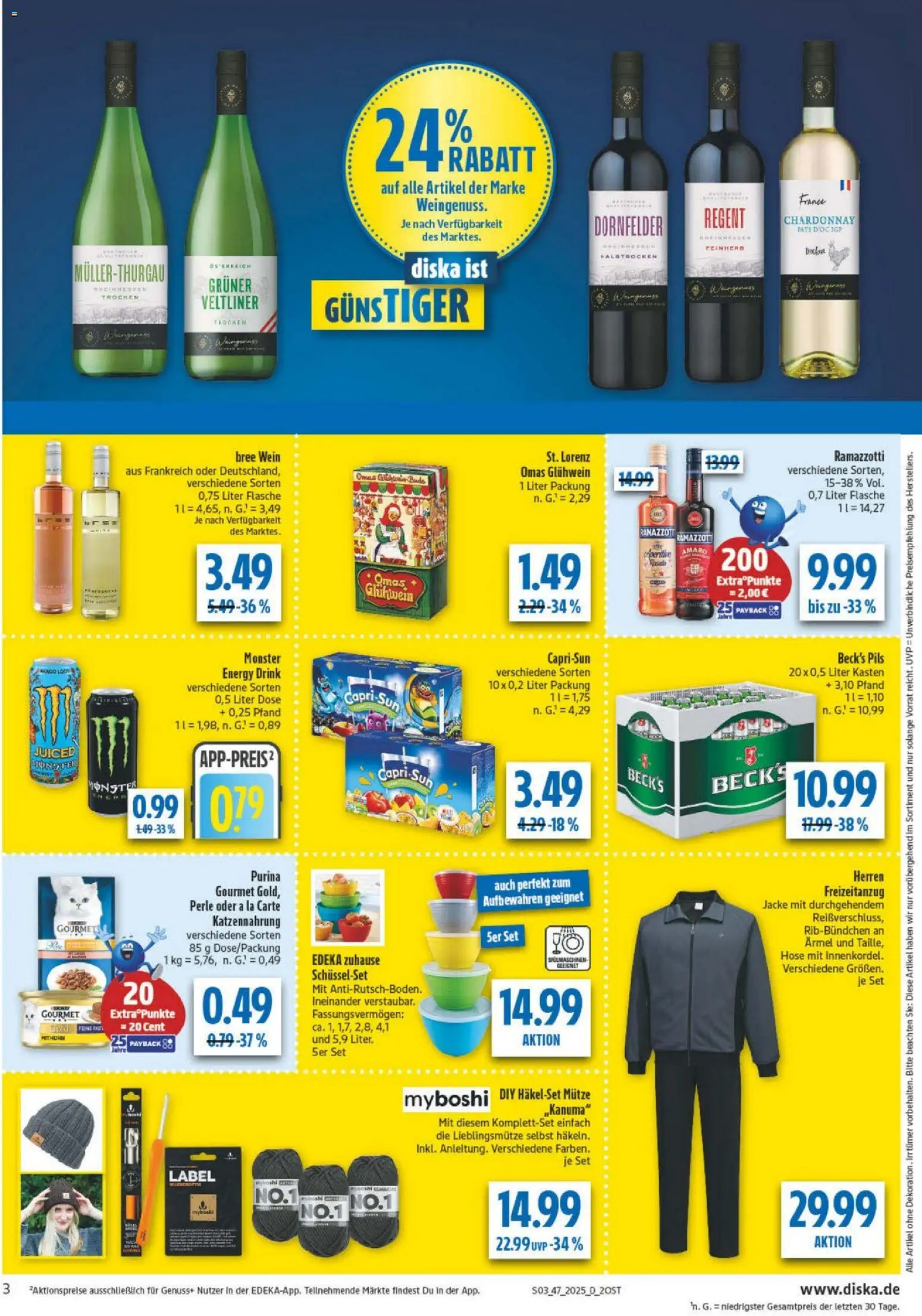 Diska - Diska Angebote Sachsen-Thüringen KW47 – gültig ab 17.11.2025 | Seite: 3 | Produkte: Pils, Jacke, Wein, Ramazzotti