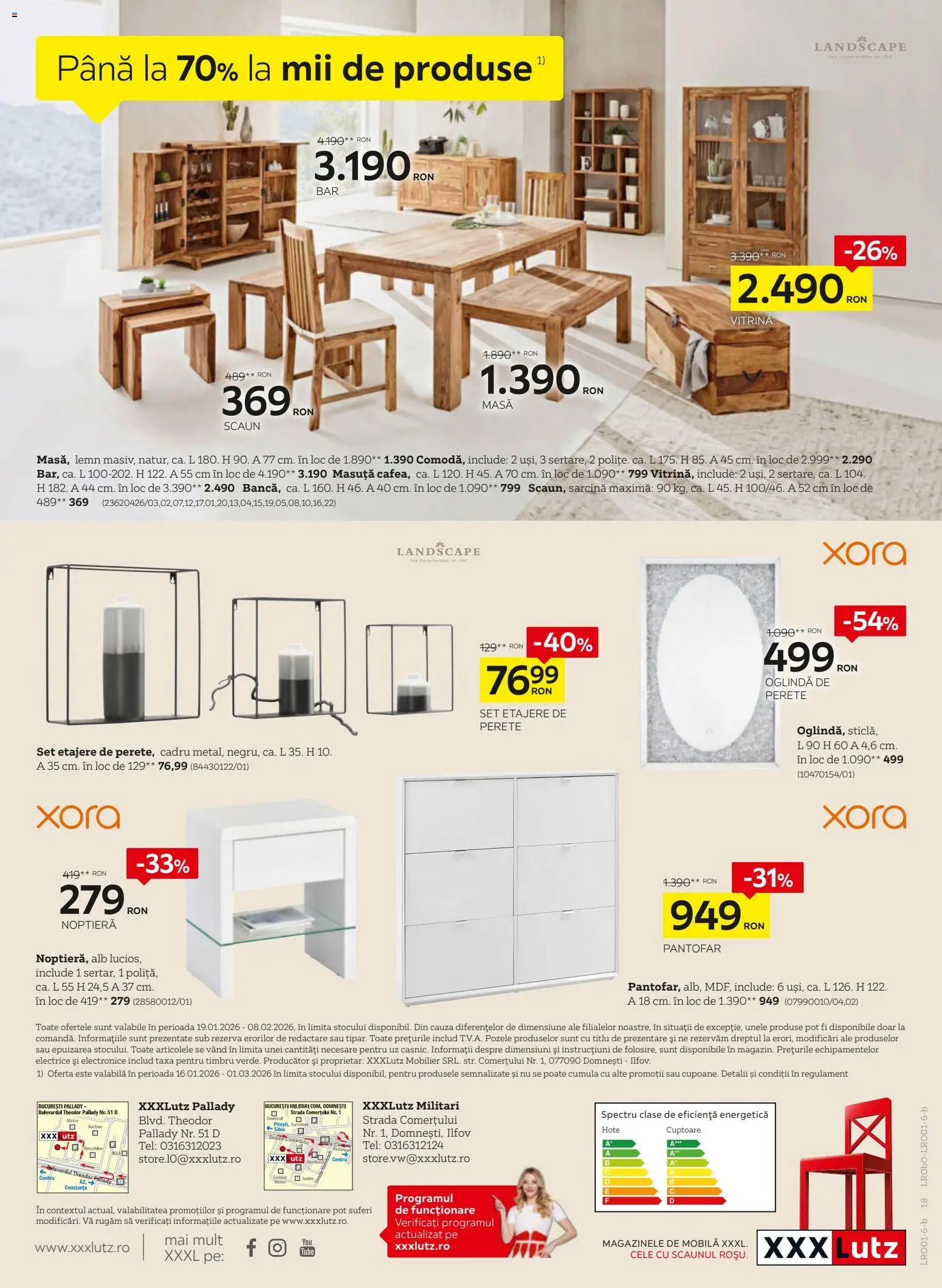 Noul catalog XXXLutz – valabil de la 19.01.2026 | Pagină: 18 | Produse: Masă, Scaun, Oglindă, Vitrină