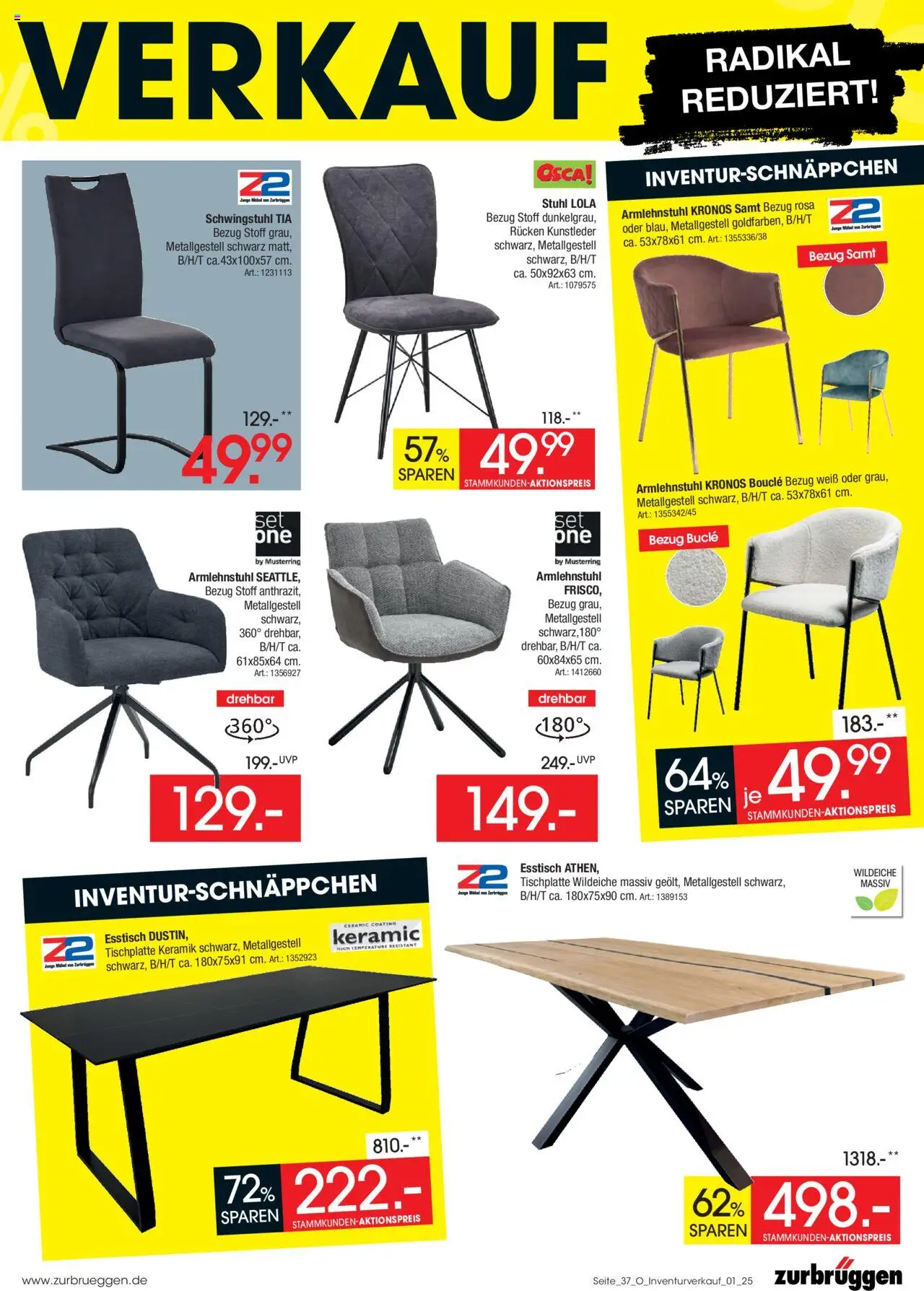 Zurbrüggen Inventurverkauf - gültig ab dem 04.08.2025 | Seite: 41 | Produkte: Esstisch, Stuhl