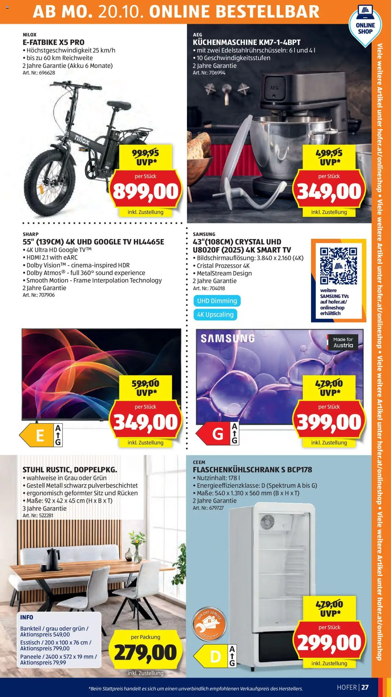 Hofer AT akciós ujság - amely érvényes a következő dátumtól: 17.10.2025 | Oldal: 31 | Termékek: TV, Smart tv, Samsung