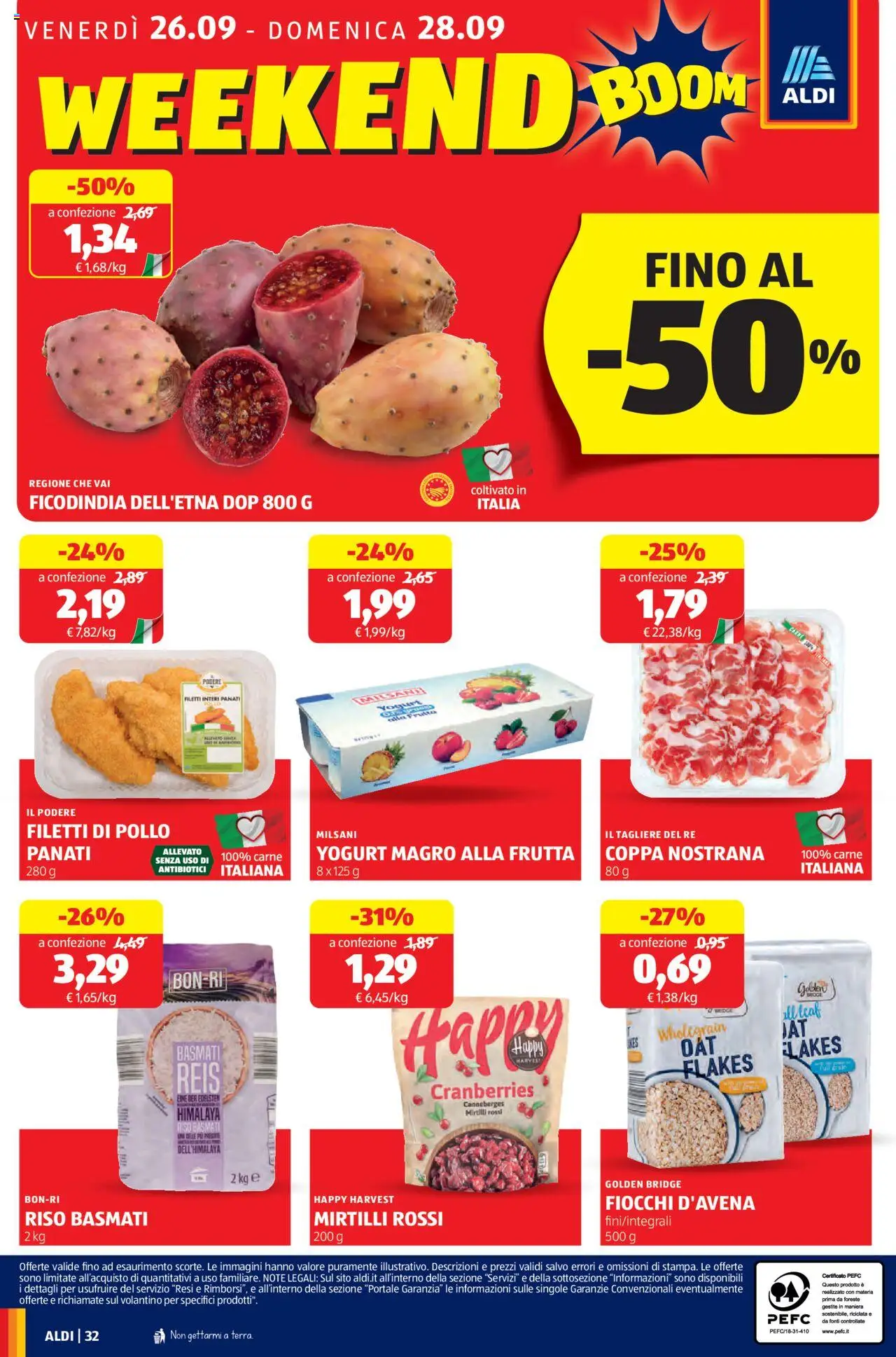 Volantino Aldi del 22.09.2025 | Pagina: 32 | Prodotti: Riso Basmati, Yogurt, Riso, Frutta