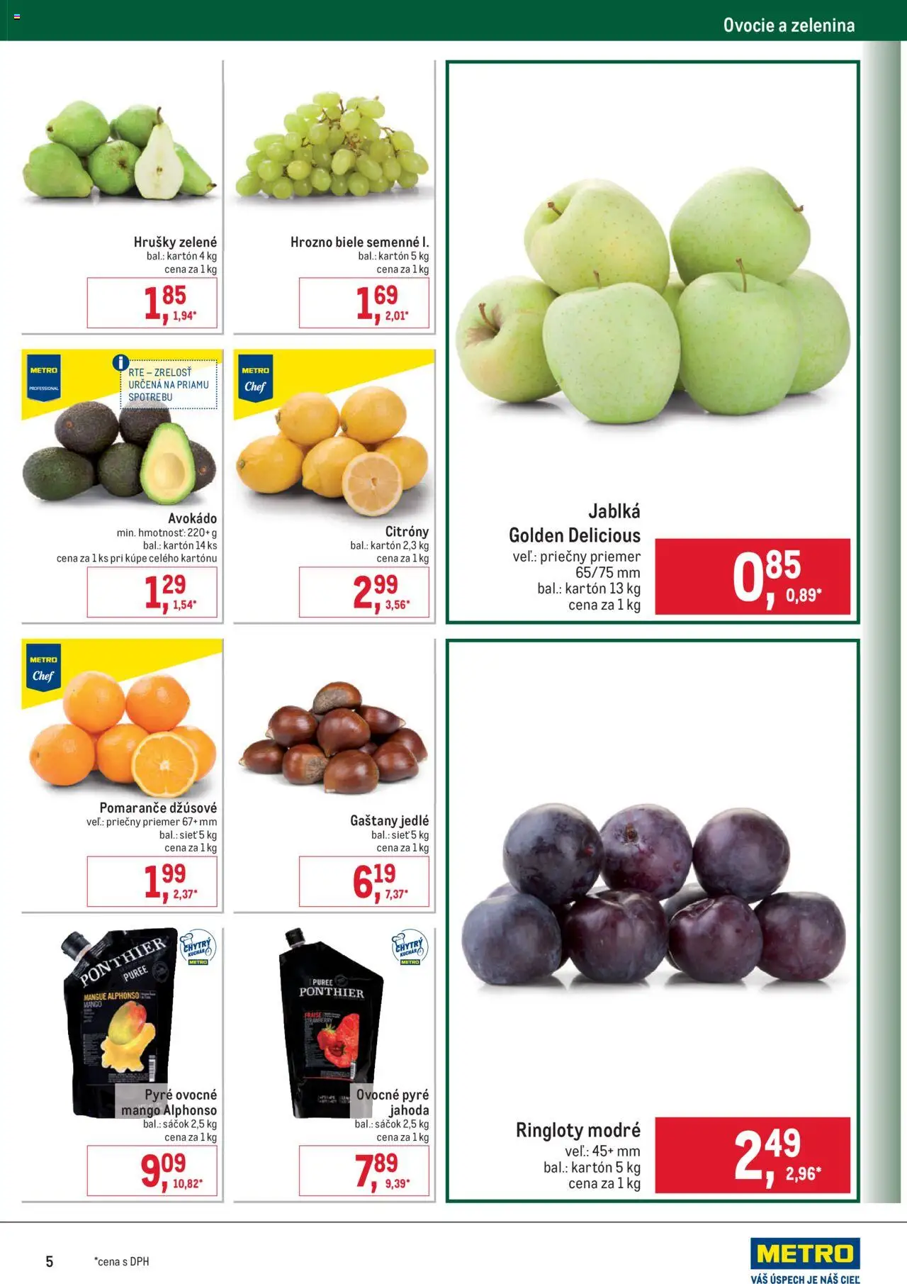 Nové Metro akcie – leták je platný od 08.10.2025 | Strana: 5 | Produkty: Jablká, Pomaranče, Mango, Hrozno