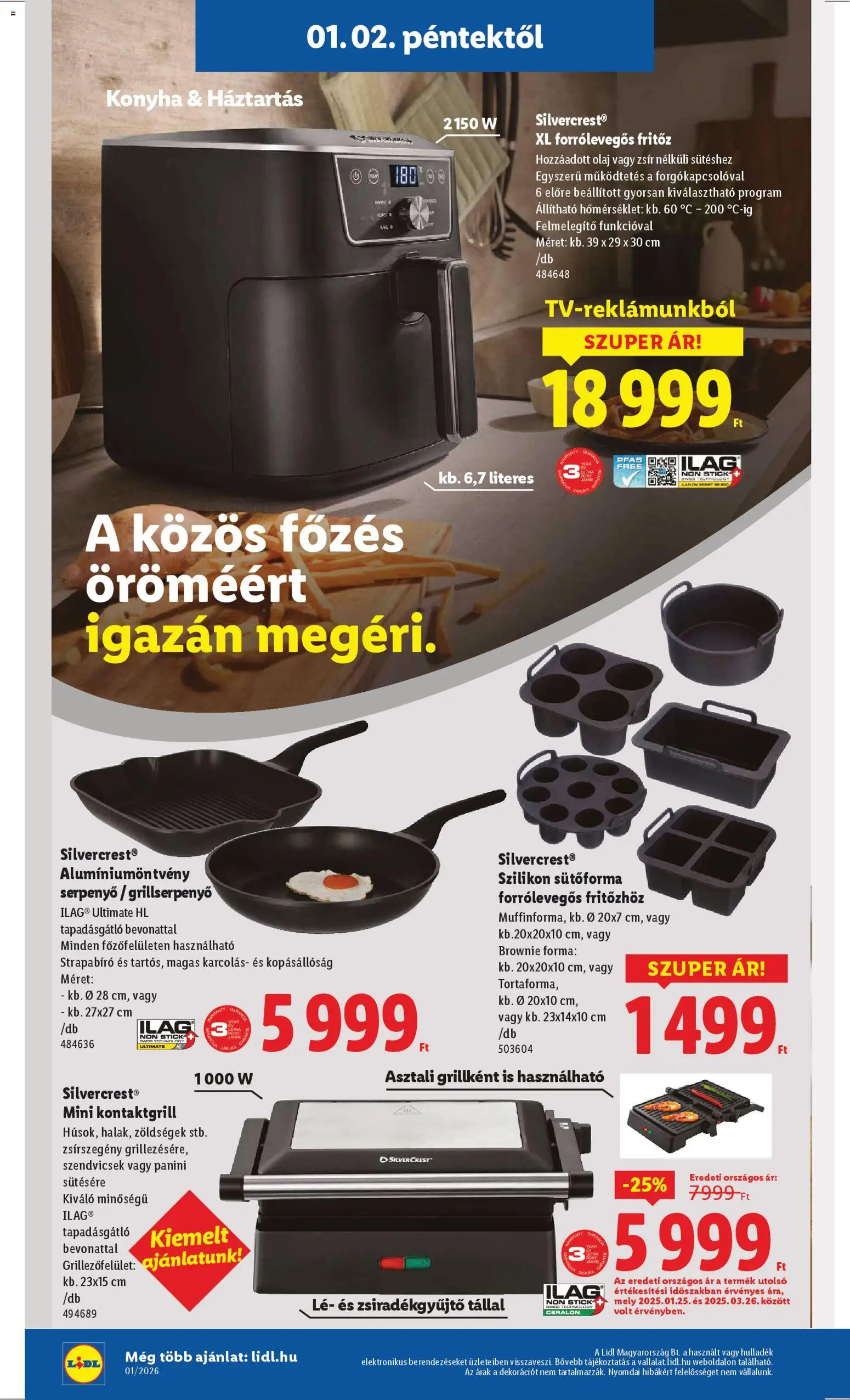 Lidl akciós ujság - amely érvényes a következő dátumtól: 02.01.2026 | Oldal: 26 | Termékek: Fritőz, Grill, Serpenyő, Brownie
