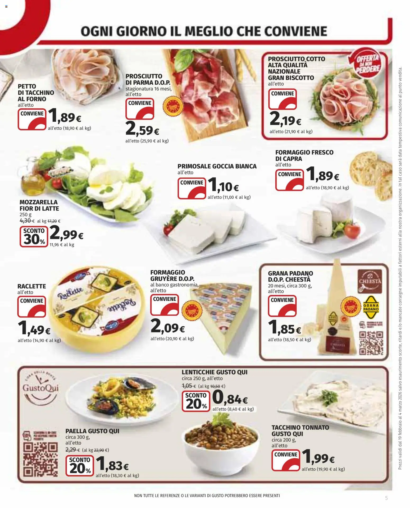 Volantino COOP del 19.02.2026 | Pagina: 5 | Prodotti: Prosciutto Cotto, Formaggio, Prosciutto, Forno