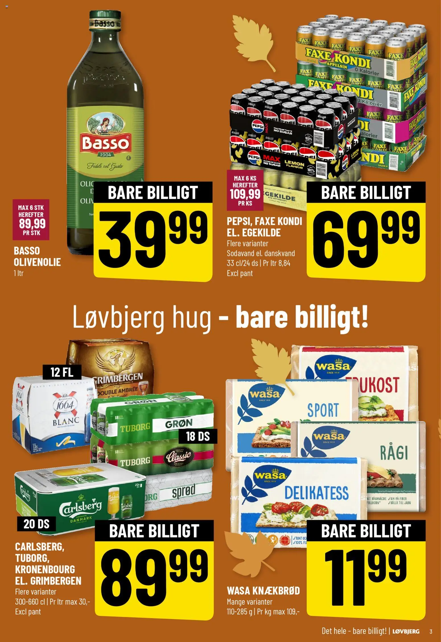 Løvbjerg tilbudsavis – gyldig fra 24.10.2025 | Side: 3 | Produkter: Sodavand, Faxe Kondi, Knækbrød, Olivenolie