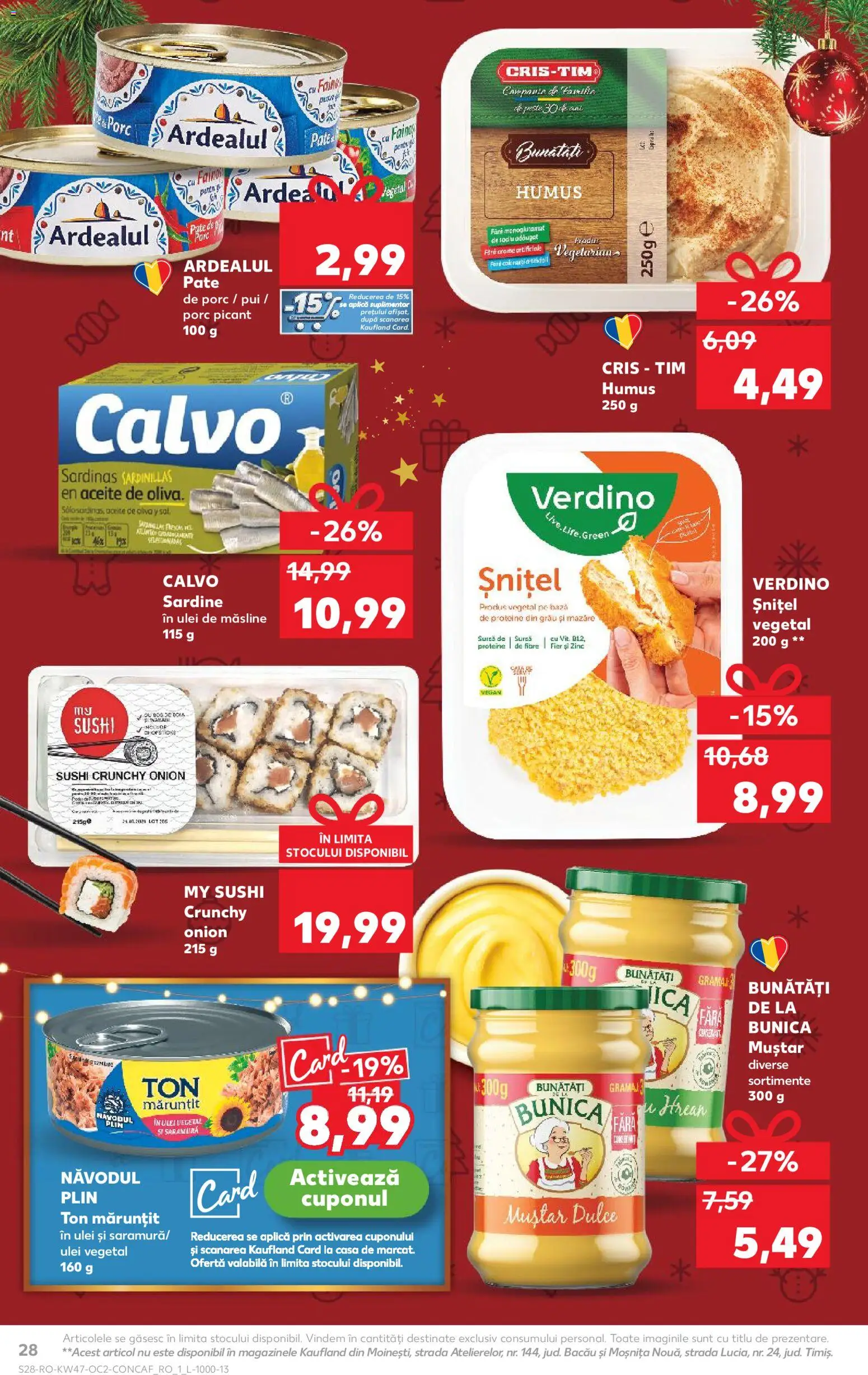 Noul catalog Kaufland – valabil de la 19.11.2025 | Pagină: 28 | Produse: Mazăre, Hacıyatmaz Kedi Oyuncağı, Ulei, Muștar