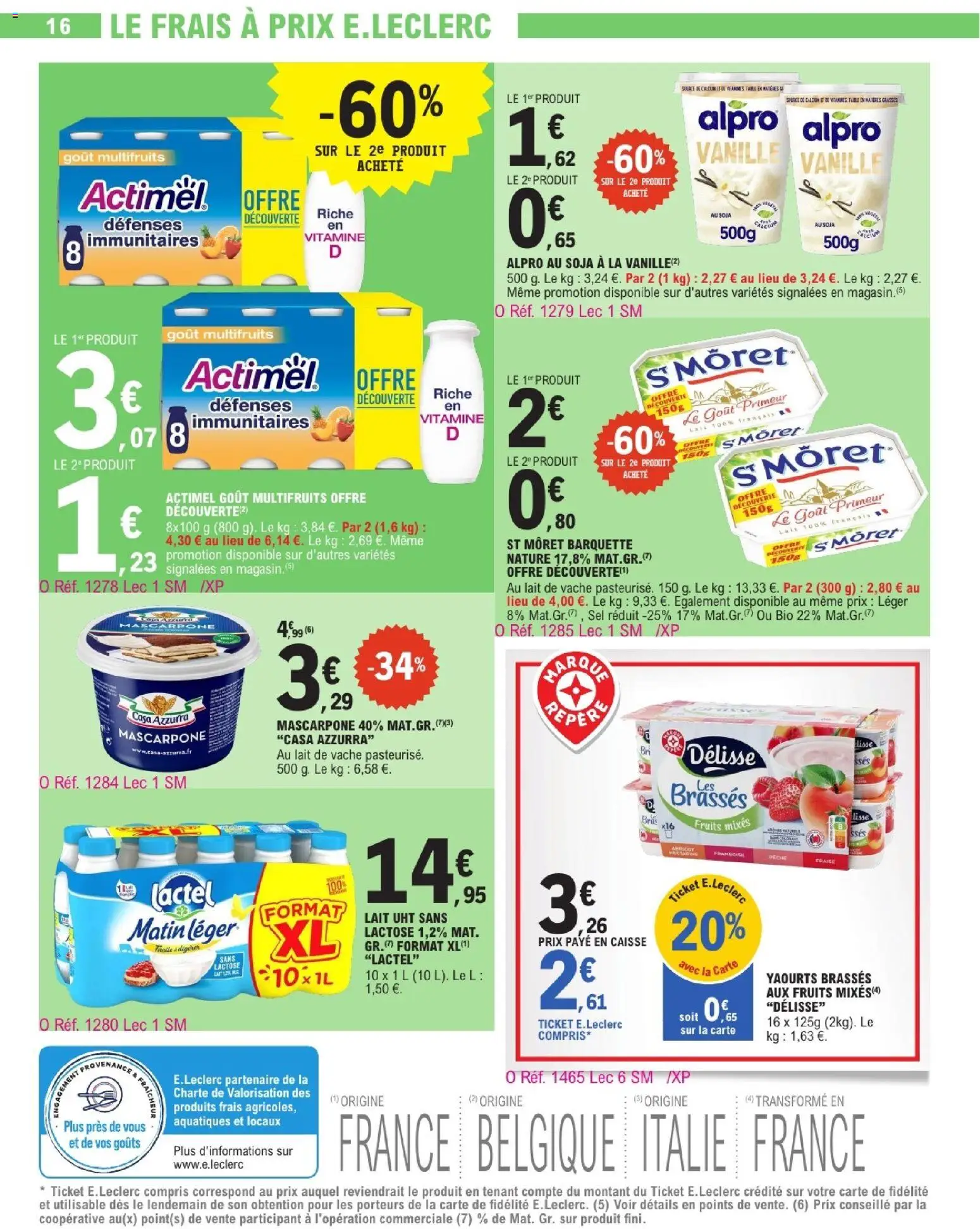 {H1} | Page: 16 | Produits: Yaourts, Actimel, Lait, Mascarpone