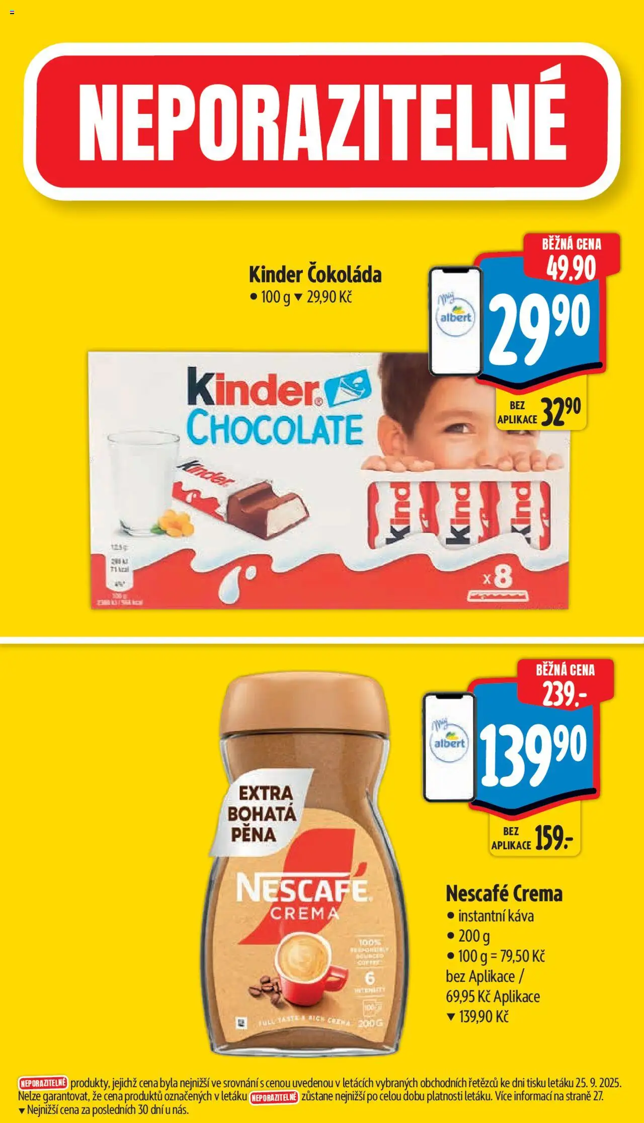Albert leták - Supermarket od 01.10.2025 | Strana: 4 | Produkty: Káva, Kinder čokoláda, Nescafé, Kinder