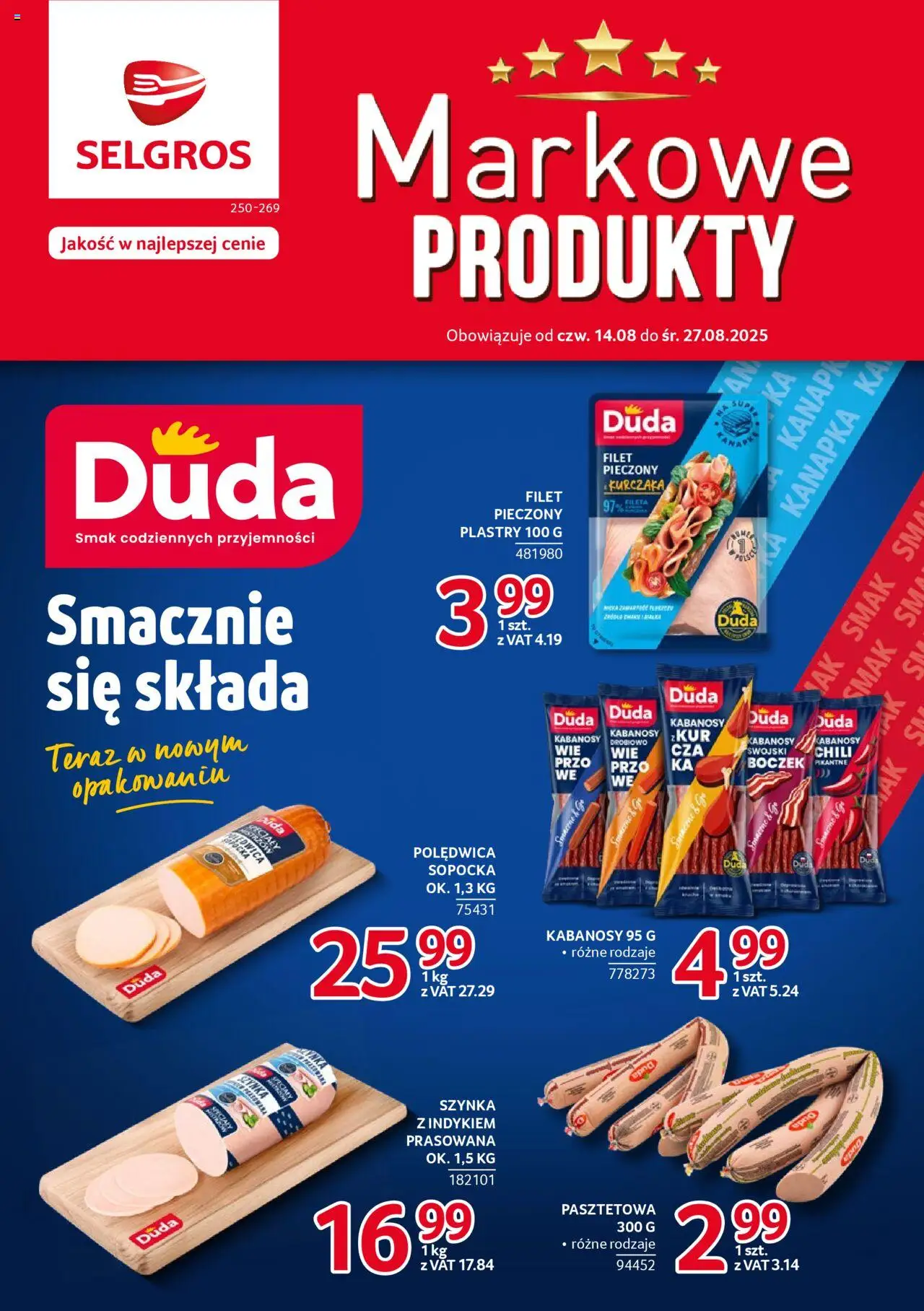 Selgros cash&carry Gazetka - Markowe produkty od 14.08.2025 | Strona: 1 | Produkty: Chili, Kabanosy, Kanapa, Boczek