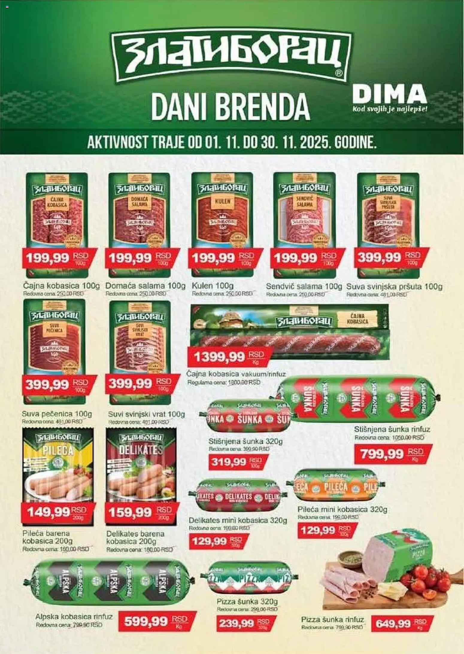 VP Dima katalog - važi od 06.11.2025 | Strana: 3 | Proizvode: Kulen, Pizza šunka, Kobasica, Pečenica