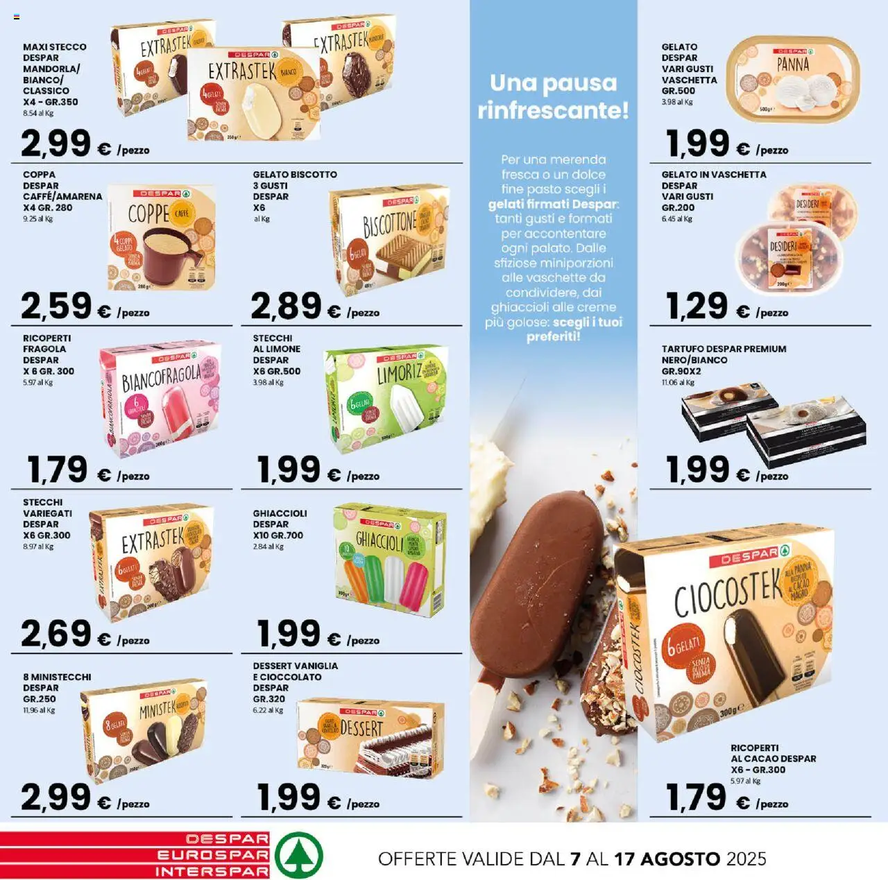 Volantino Interspar del 07.08.2025 | Pagina: 11 | Prodotti: Caffè, Gelato, Cacao, Vaschette