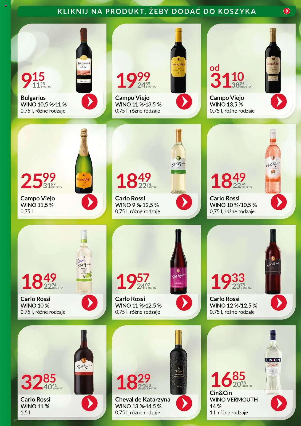 Eurocash Gazetka - Katalog Alkoholowy od 01.08.2025 | Strona: 37 | Produkty: Wino, Carlo Rossi