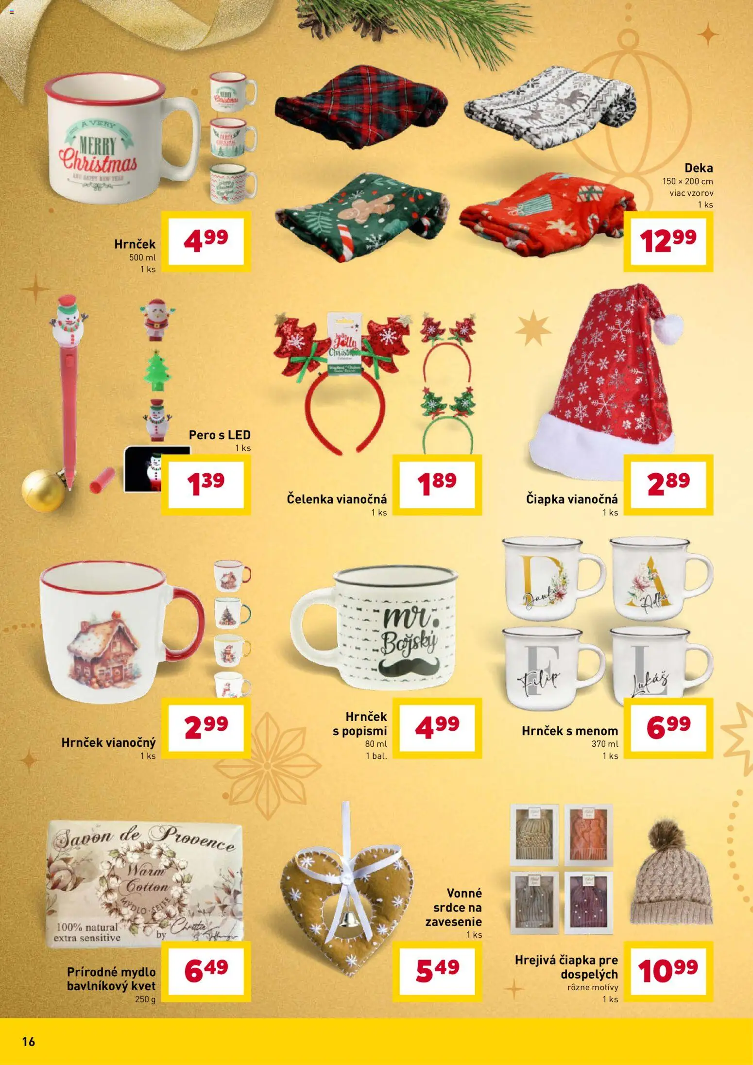 Nové Billa akcie – leták je platný od 12.12.2025 | Strana: 16 | Produkty: Led, Pero, Mydlo, Čiapka