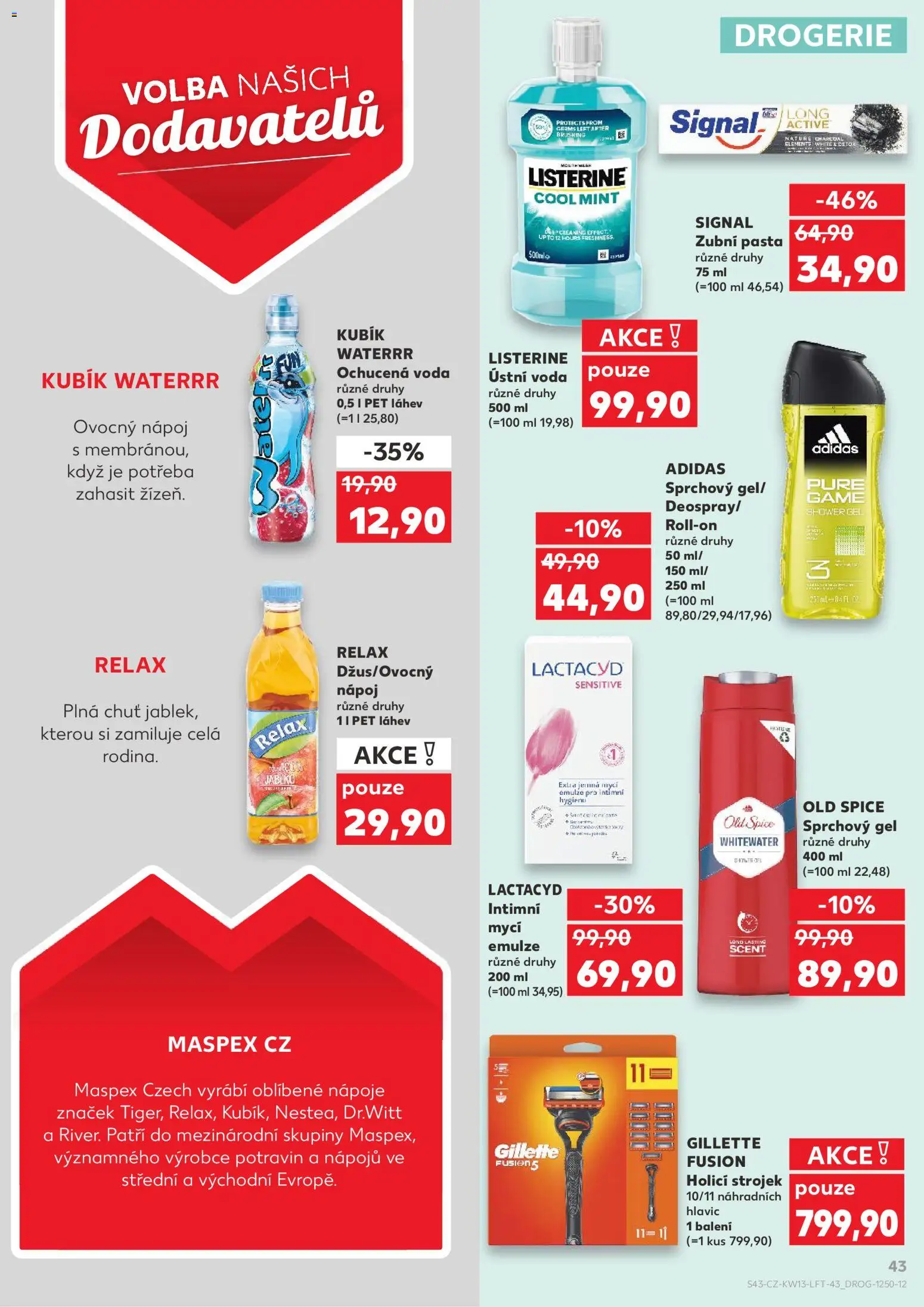 Kaufland - Kaufland leták od 25.03.2026 | Strana: 43 | Produkty: Voda, Old Spice, Láhev, Gillette fusion