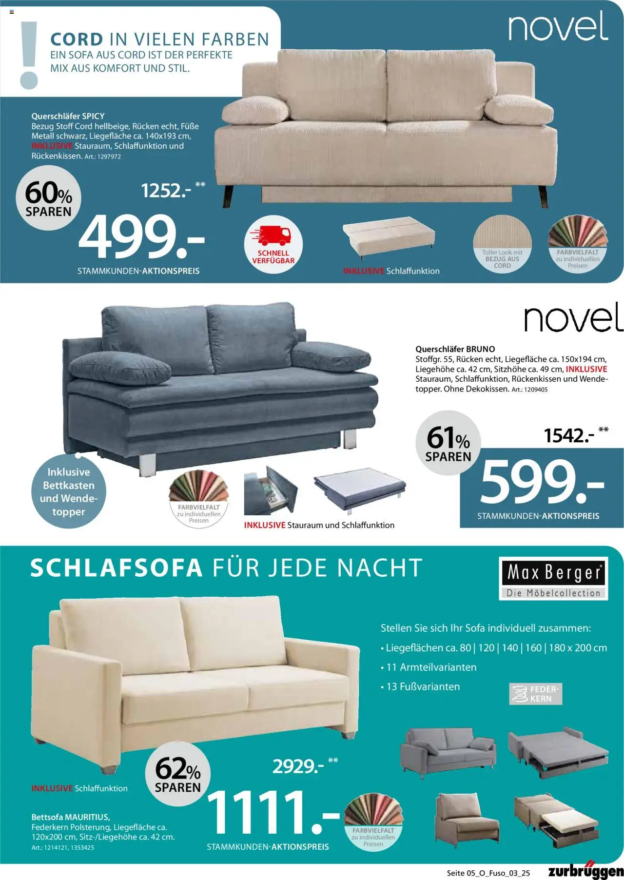 Zurbrüggen Schlafsofa Spezial – gültig ab 12.09.2025 | Seite: 5 | Produkte: Schlafsofa, Sofa, Topper