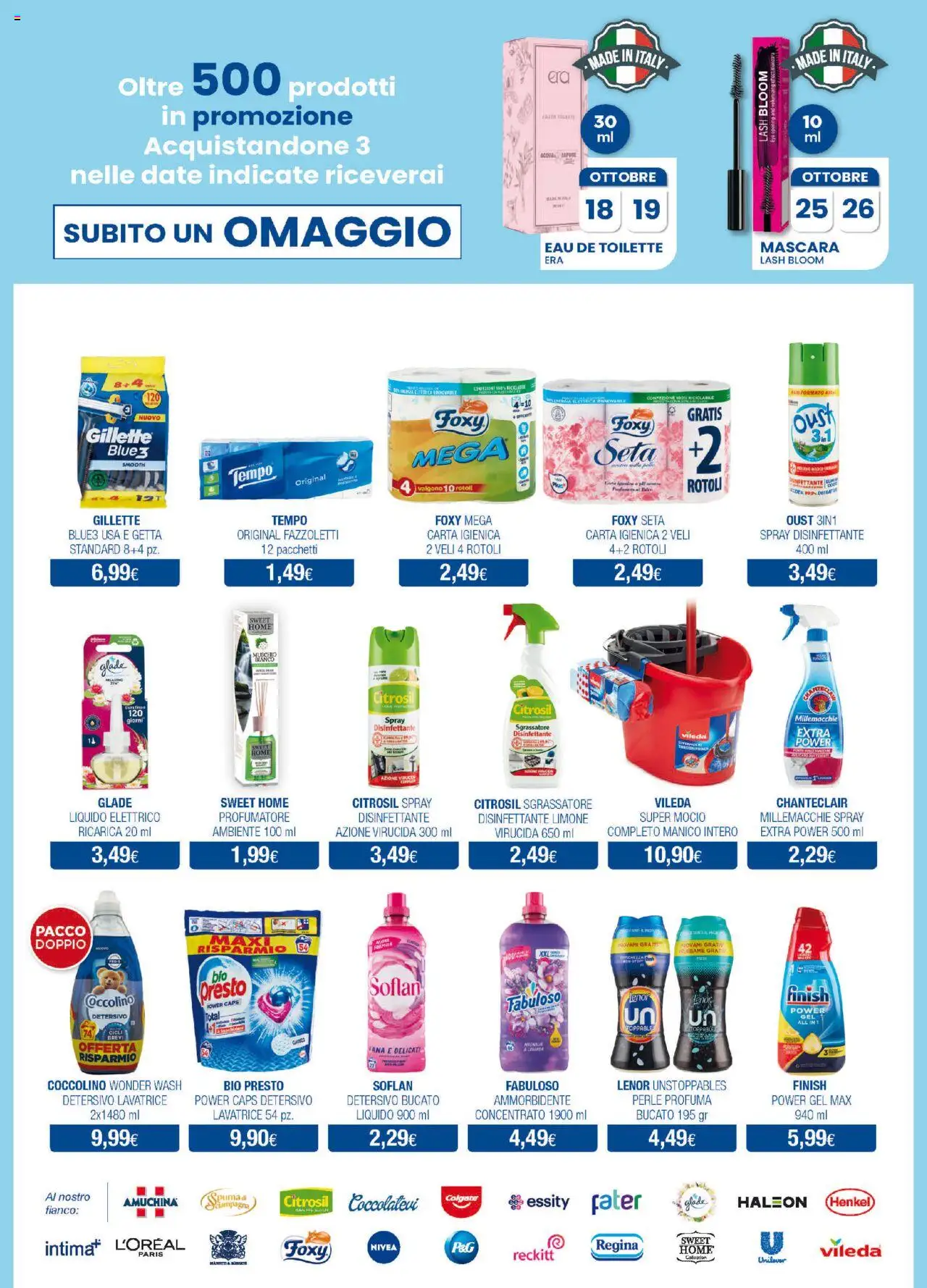 Volantino Acqua e Sapone del 16.10.2025 | Pagina: 3 | Prodotti: Mascara, Fazzoletti, Mocio, Lavatrice