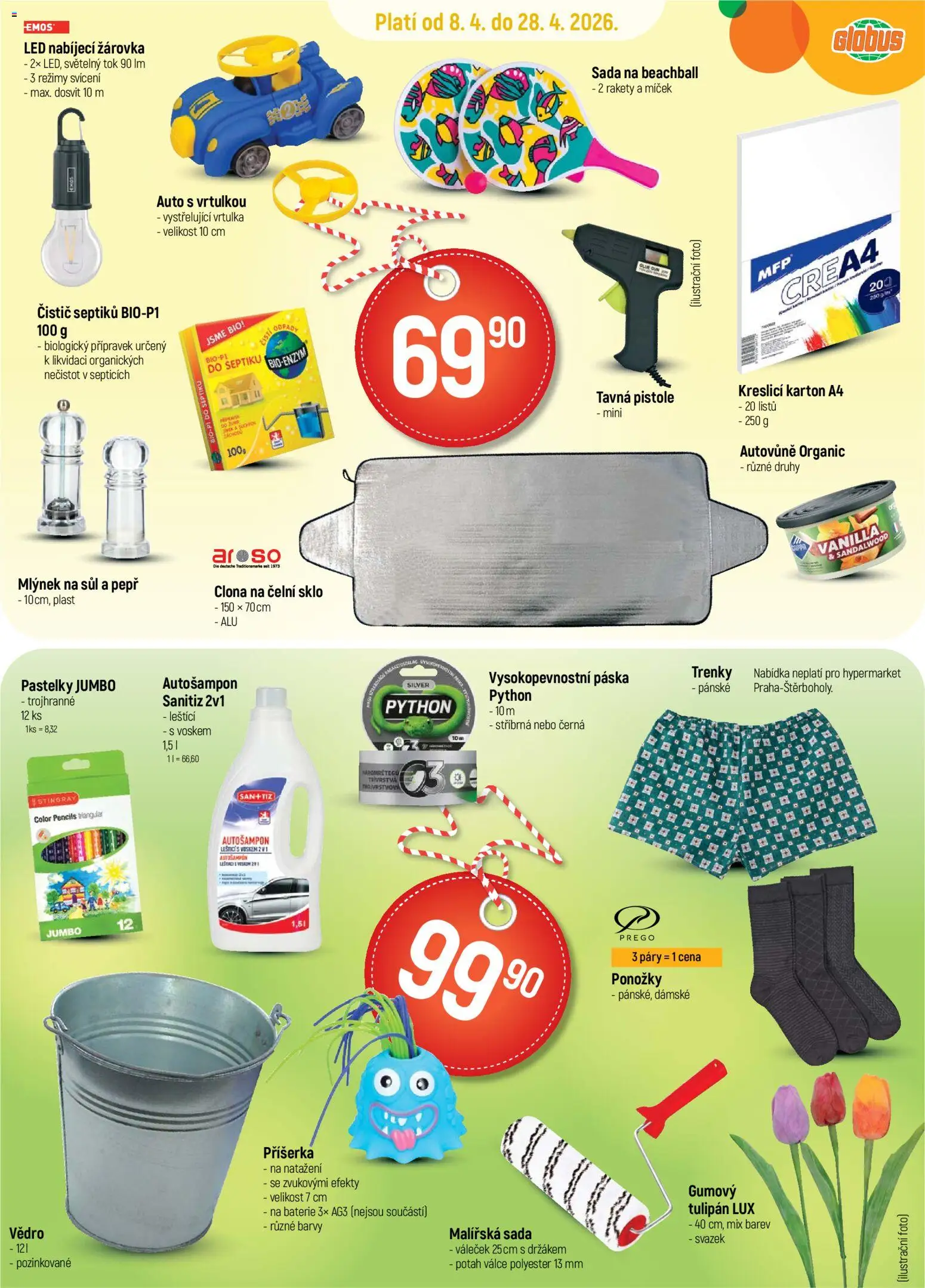 Globus leták - Trmice od 08.04.2026 | Strana: 3 | Produkty: Pastelky, Ponožky, Baterie, Malířská sada