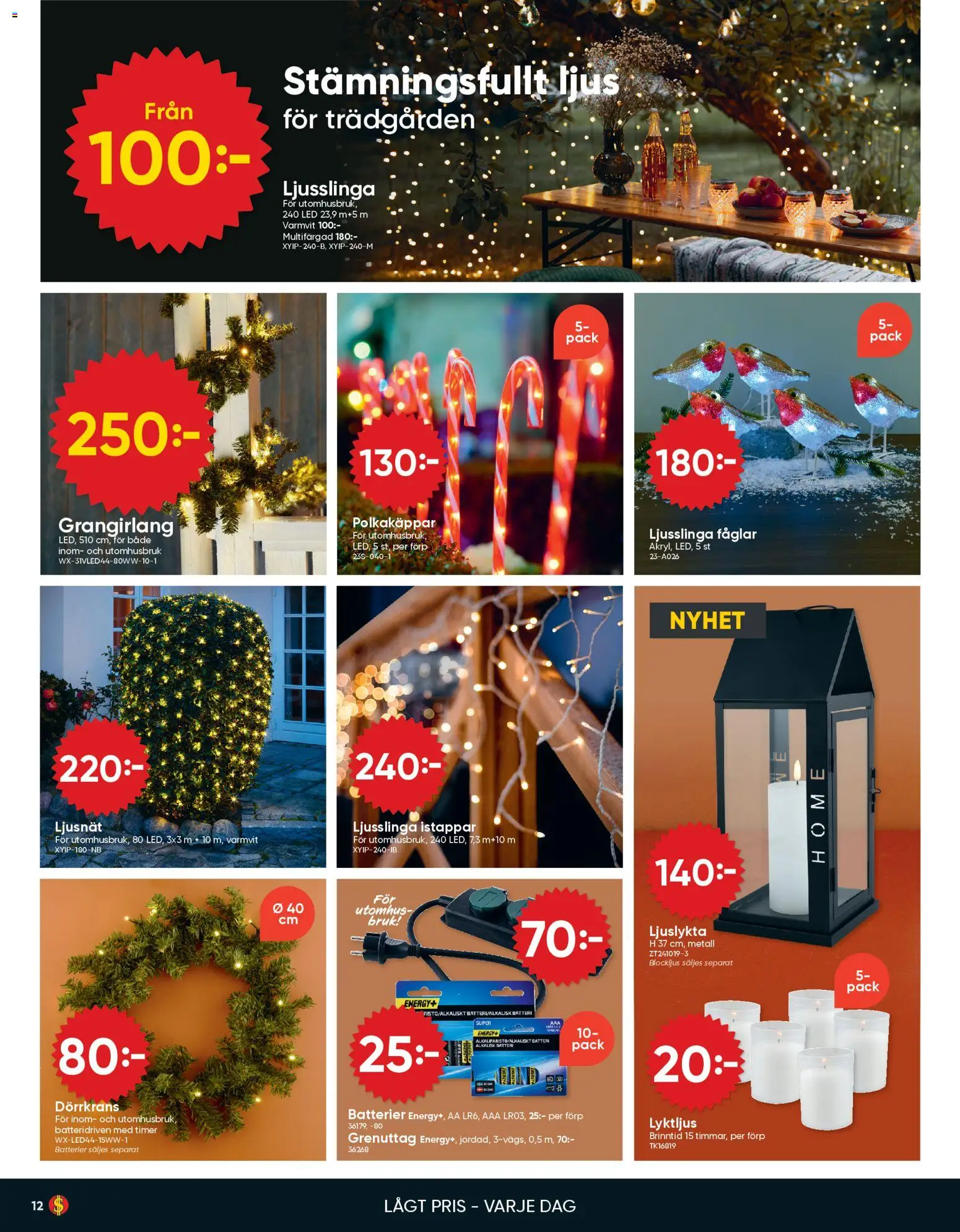 Dollar Store reklamblad aktuell från 27.10.2025 | Sida: 12 | Produkter: Batterier, Batteri, Ljus, Ljusslinga