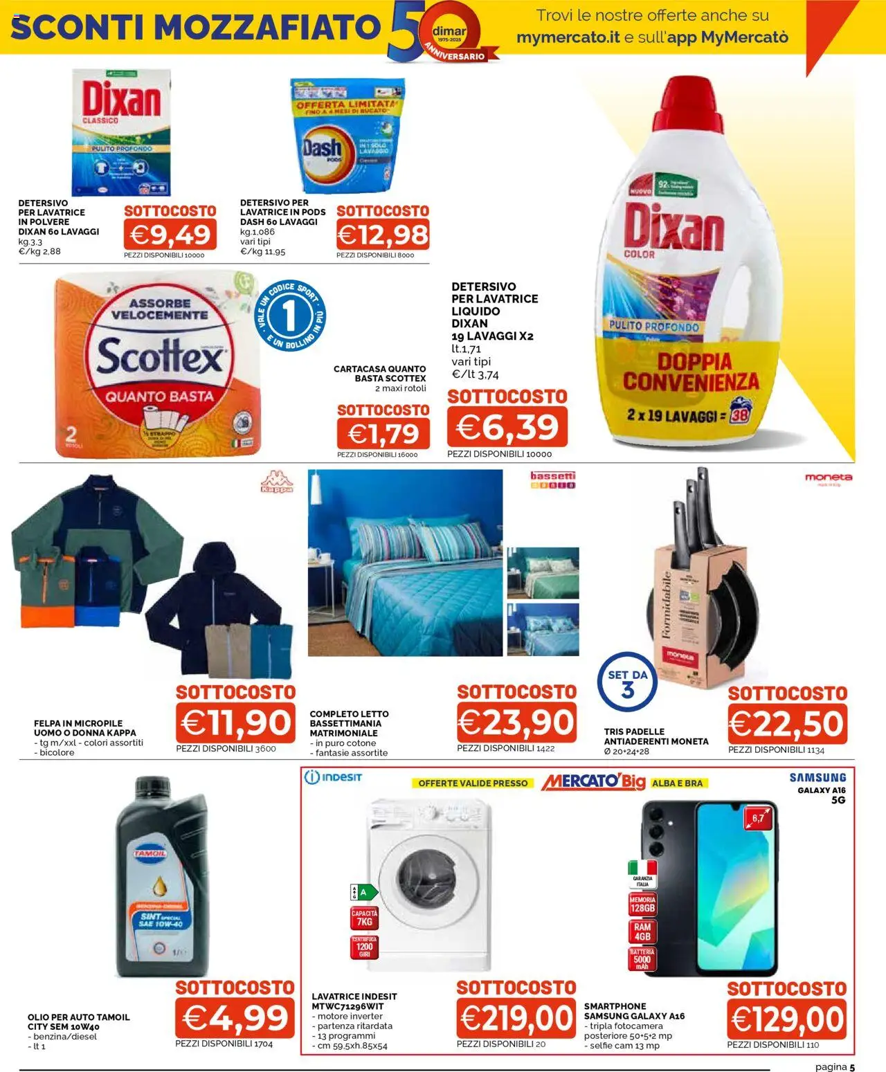 Volantino Mercatò del 02.10.2025 | Pagina: 5 | Prodotti: Samsung Galaxy, Lavatrice, Smartphone, Letto