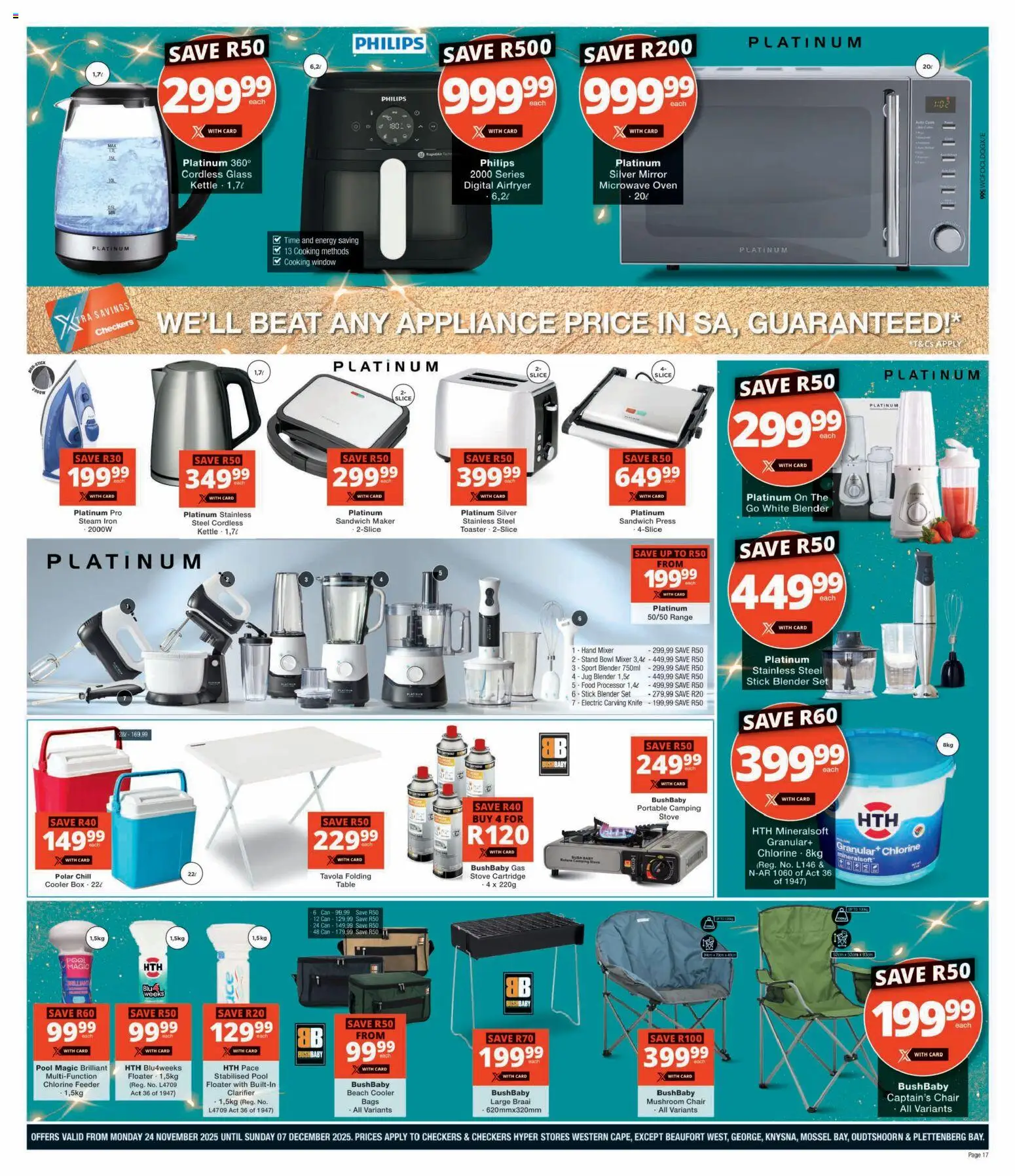 New Checkers catalogue – valid from 24.11.2025 | Page: 17 | Products: Bowl, Sandwich maker, Table, Microwave