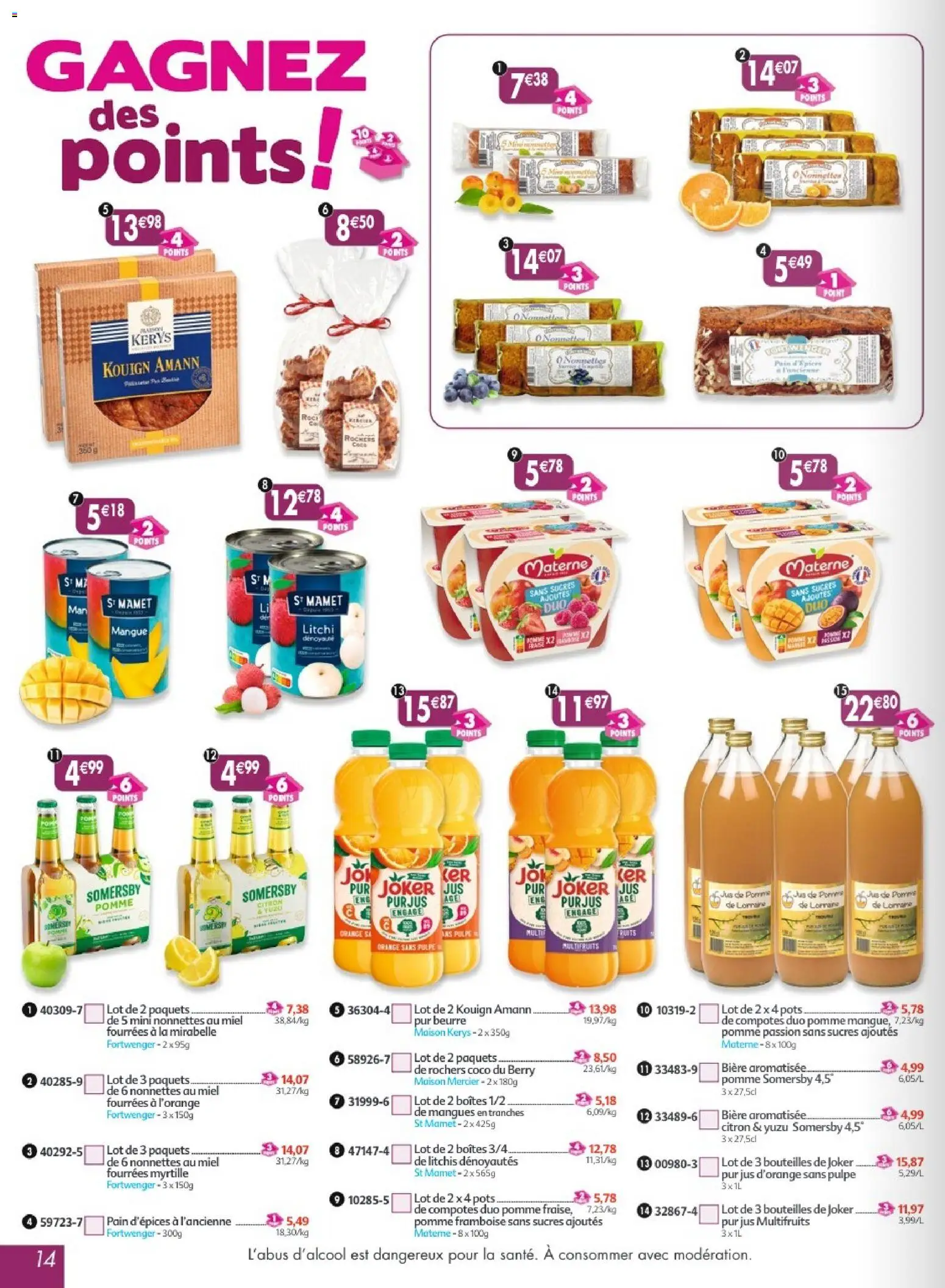 {H1} | Page: 14 | Produits: Citron, Framboise, Mangue, Pomme