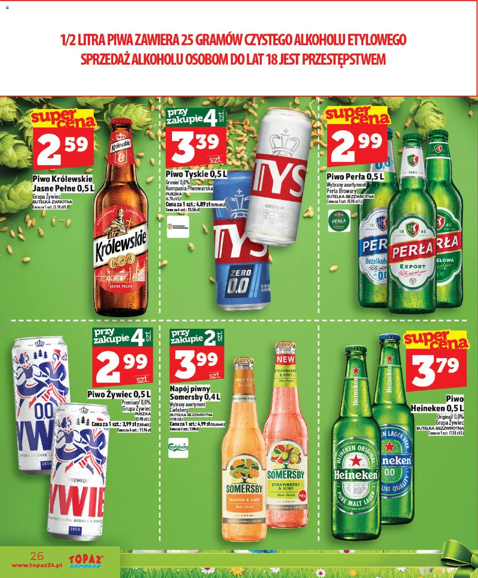 Topaz gazetka - Express od 26.03.2026 | Strona: 26 | Produkty: Tyskie, Piwo, Somersby, Heineken