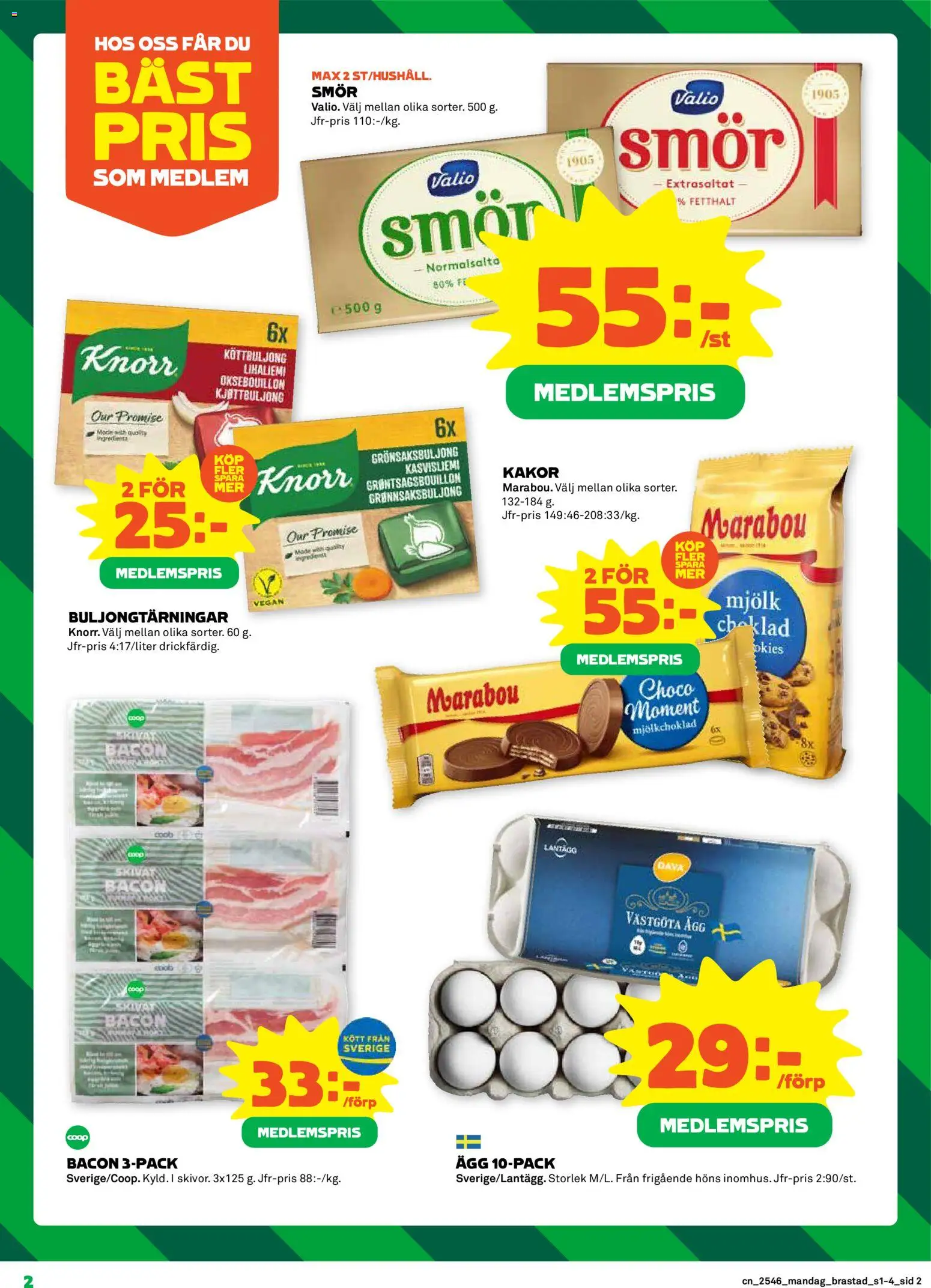 Coop reklamblad aktuell från 10.11.2025 | Sida: 2 | Produkter: Köttbuljong, Smör, Ägg, Choklad