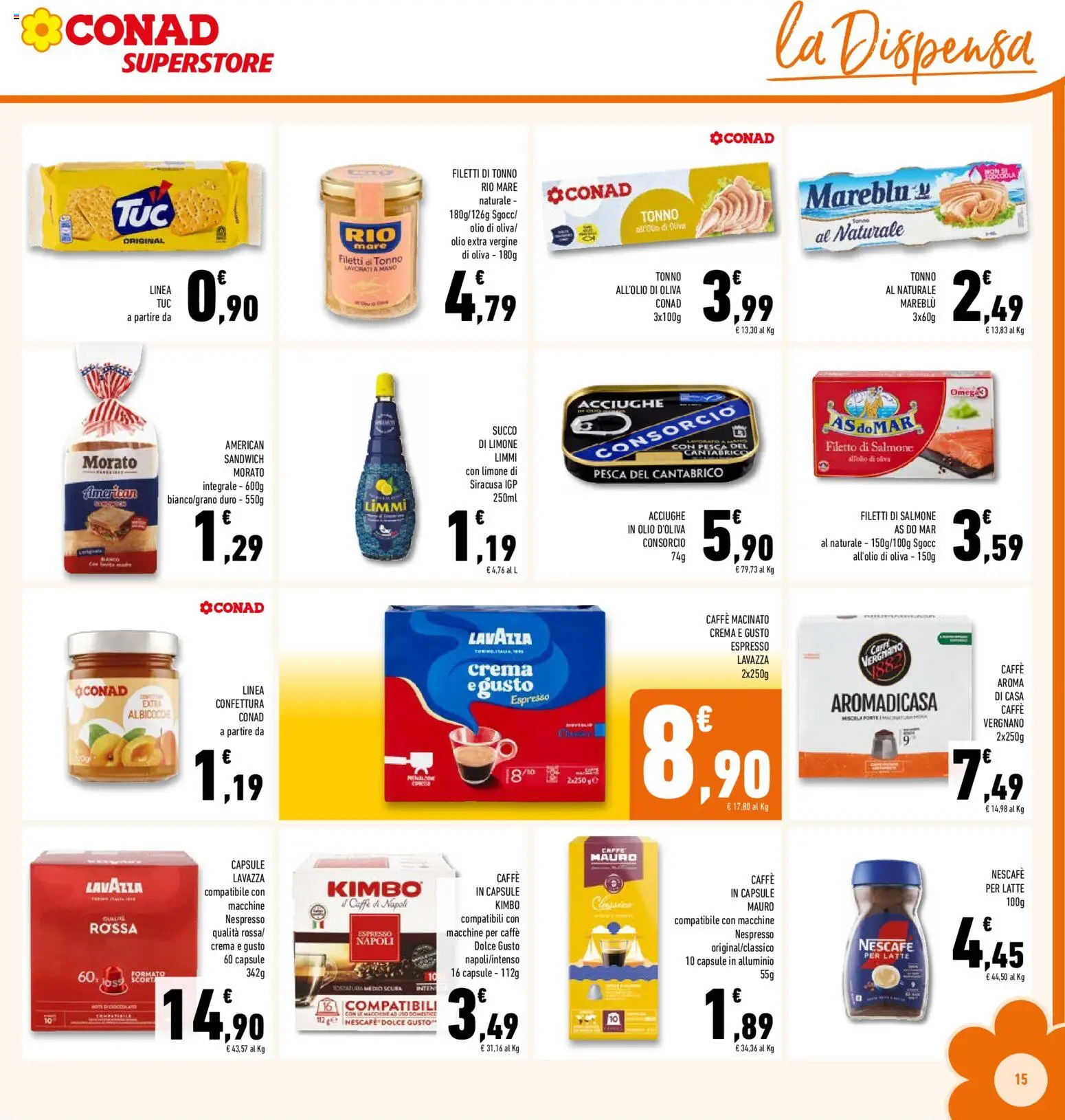 Volantino Conad del 19.11.2025 | Pagina: 15 | Prodotti: Crema, Caffè, Succo, Caffe in capsule