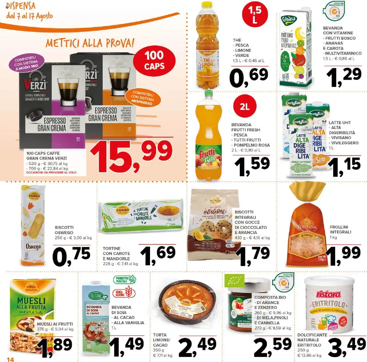 Volantino Todis del 07.08.2025 | Pagina: 14 | Prodotti: Muesli, Biscotti, Pesca, Frollini