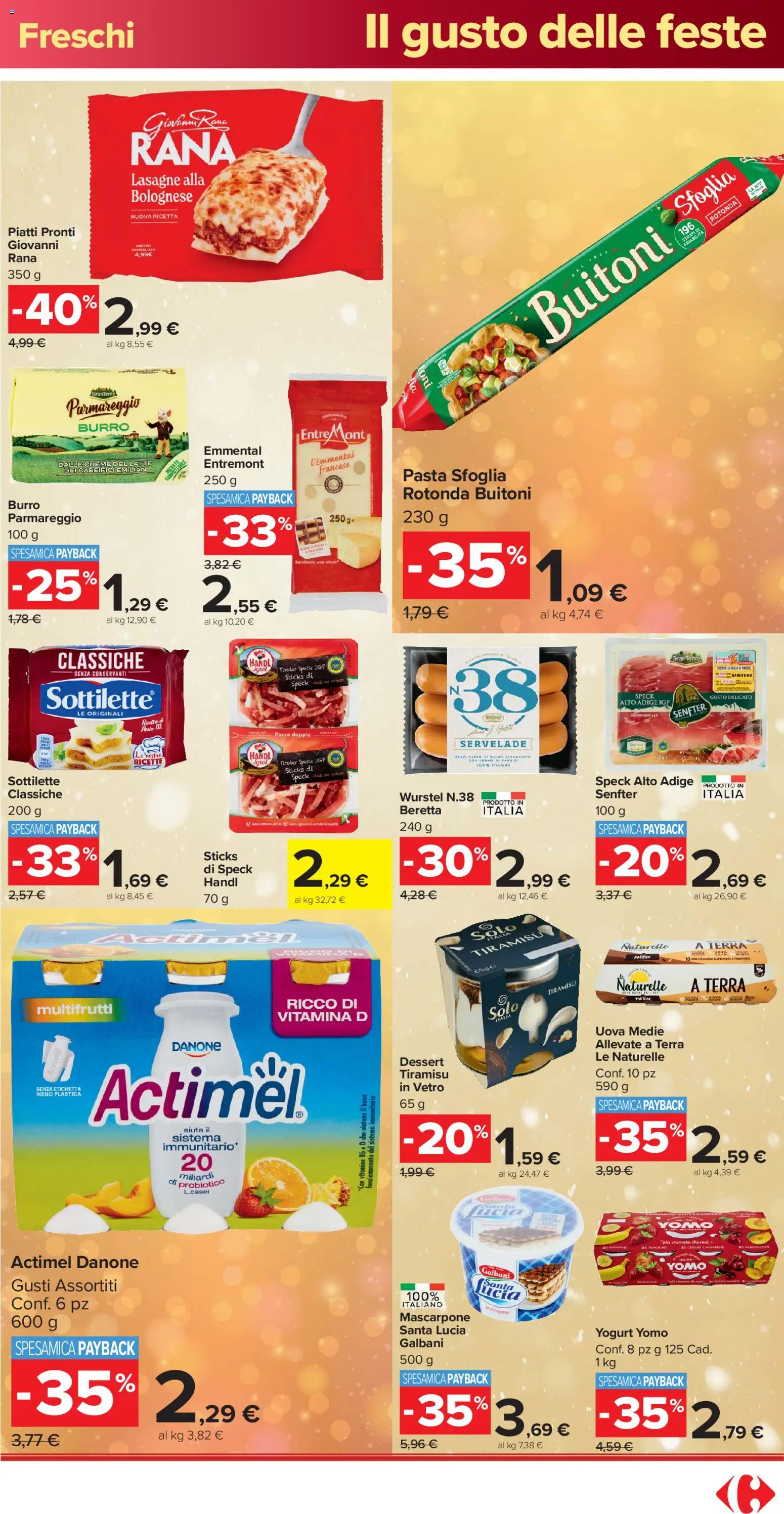 Volantino Carrefour del 16.12.2025 | Pagina: 21 | Prodotti: Speck, Uova, Pasta sfoglia, Terra