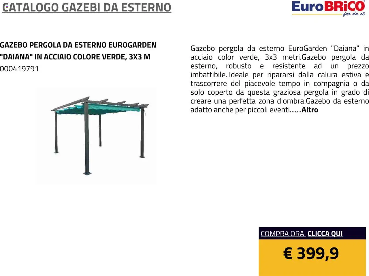Volantino Eurobrico del 23.07.2025 | Pagina: 26 | Prodotti: Gazebo, Pergola