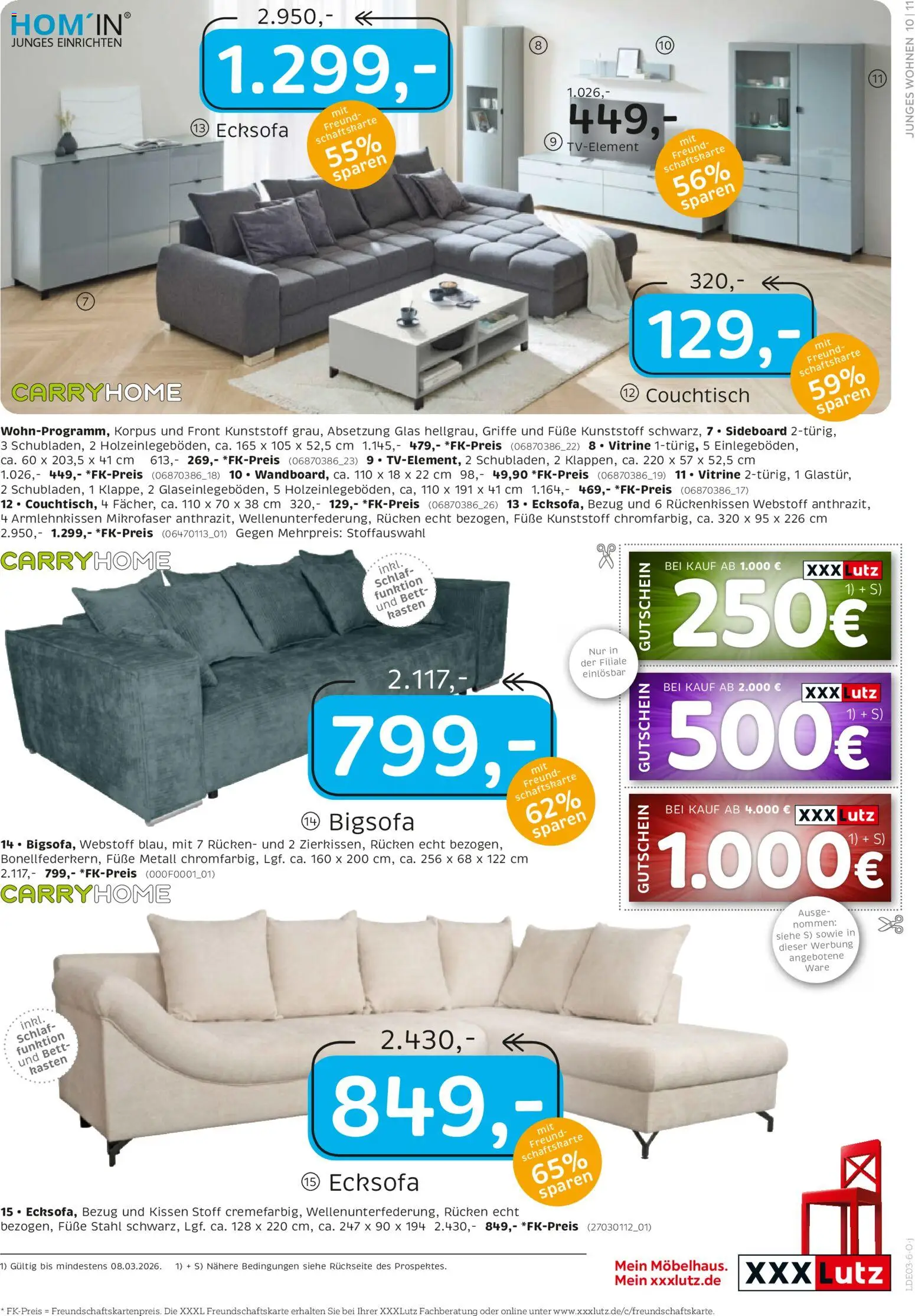 XXXL Lutz Junges Wohnen – gültig ab 22.02.2026 | Seite: 11 | Produkte: Bigsofa, Ecksofa, Bett, Vitrine