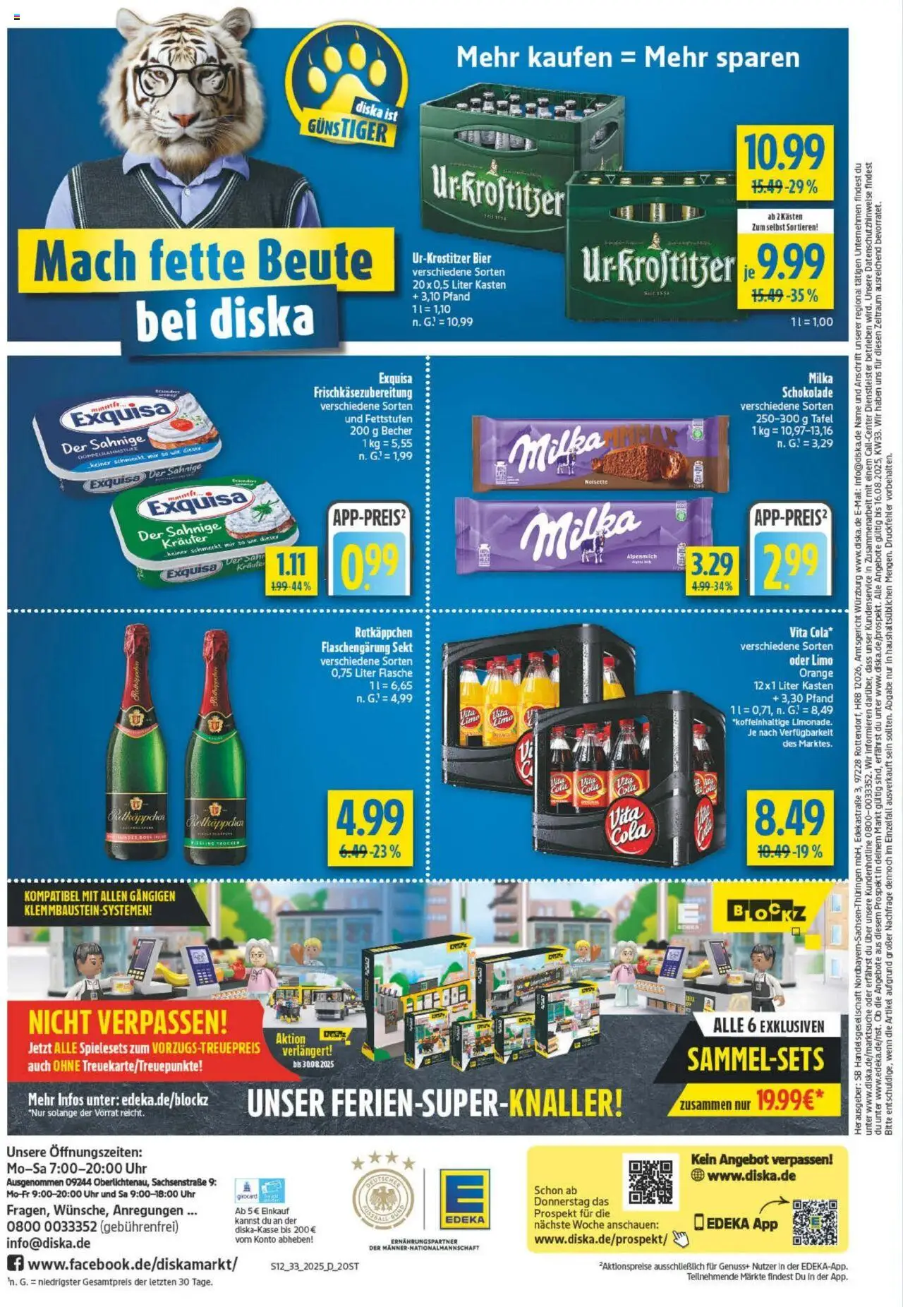 Diska Prospekt 	 - gültig ab dem 11.08.2025 | Seite: 12 | Produkte: Cola, Schokolade, Bier, Rotkäppchen