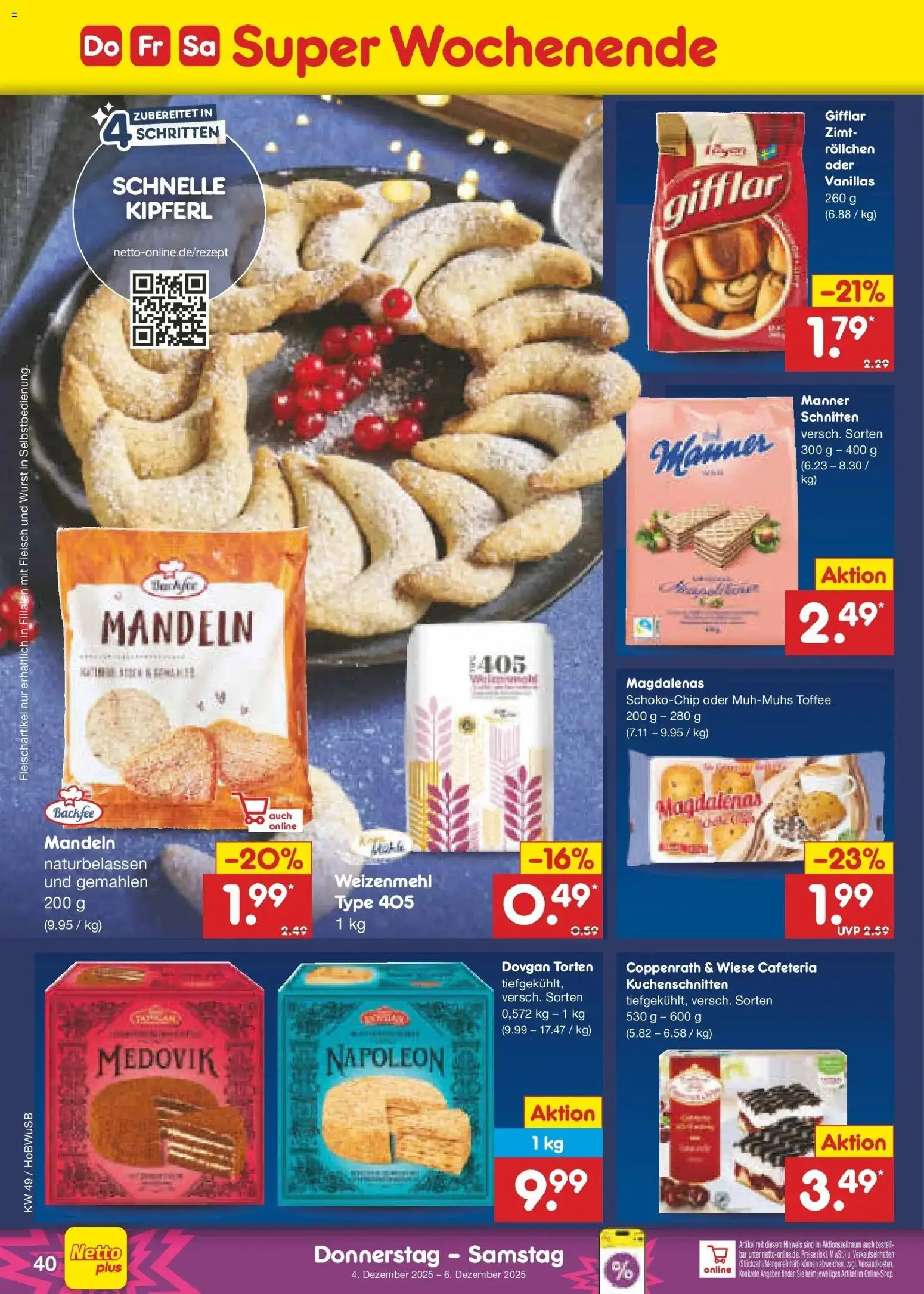 Netto Marken-Discount prospekt Hannover	 – gültig ab 30.11.2025 | Seite: 42 | Produkte: Weizenmehl, Mandeln, Wurst, Fleisch
