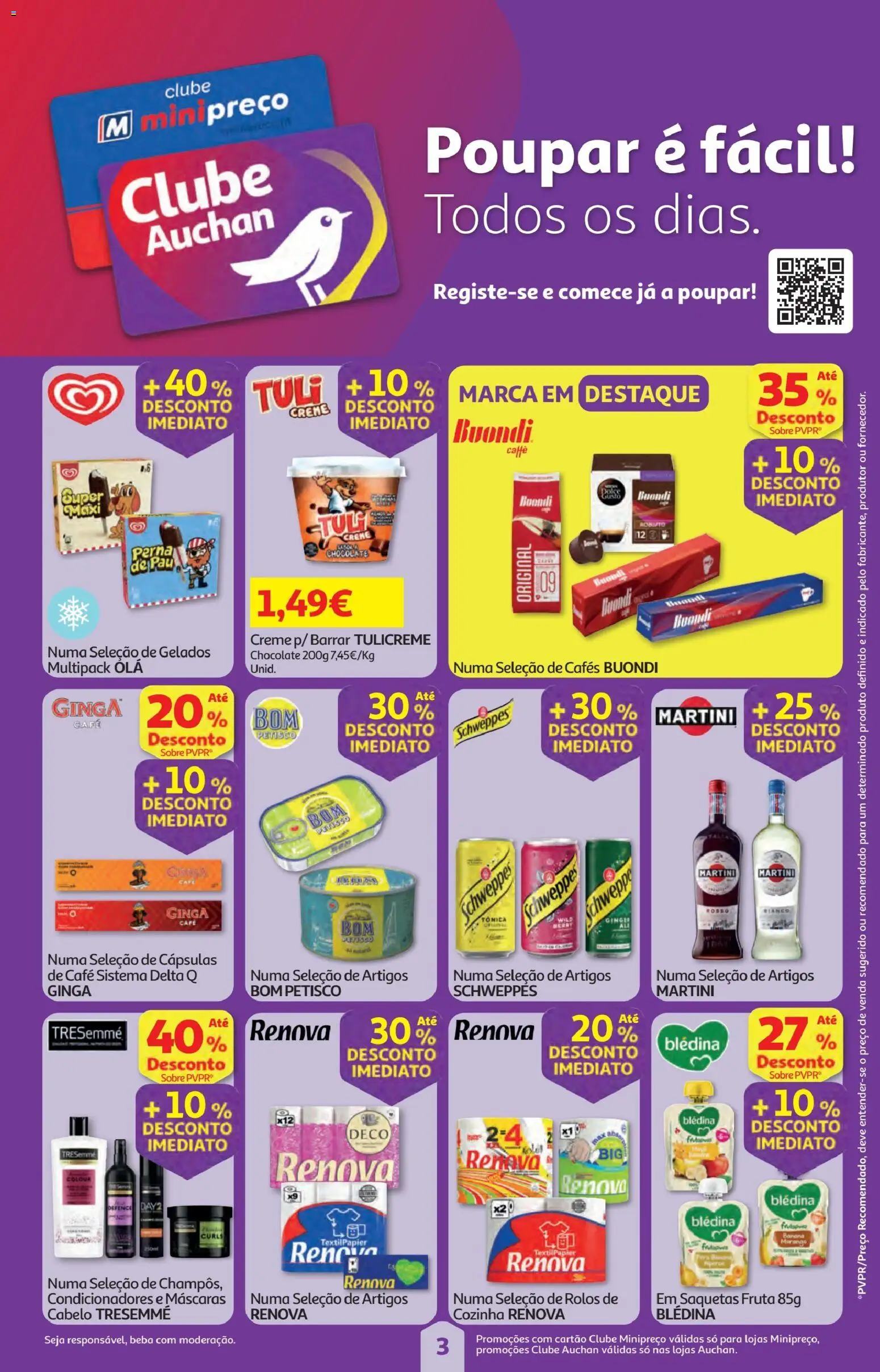 Minipreço folheto │ válido de 12.03.2026 | Página: 3 | Produtos: Delta q, Café, Chocolate, Creme