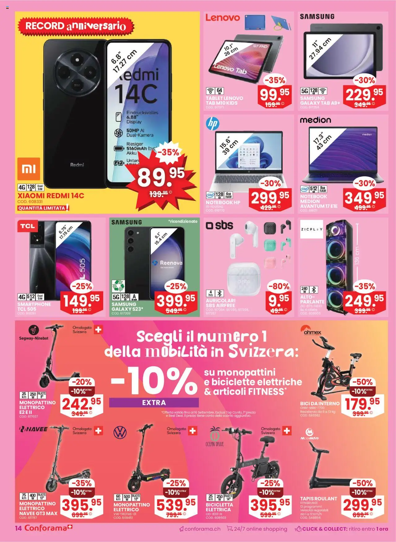 Conforama Aktionen IT – gültig ab 10.09.2025 | Seite: 14 | Produkte: Smartphone, Tablet, HP, Xiaomi
